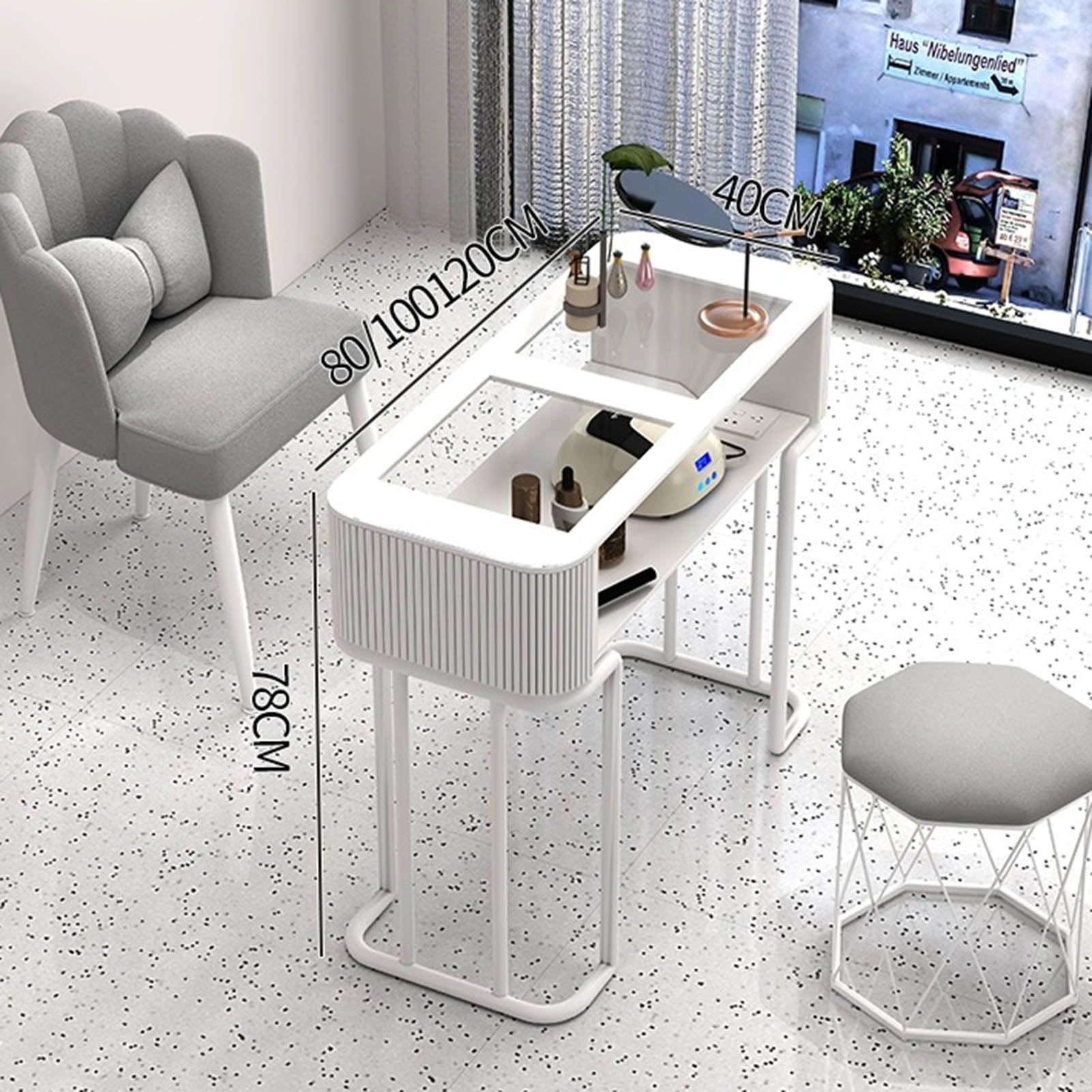 Nowoczesne biurko kosmetyczne do paznokci z szufladami do przechowywania, profesjonalna stacja stołowa do manicure, sprzęt spa i salonów, idealna do pielęgnacji paznokci i usług kosmetycznych