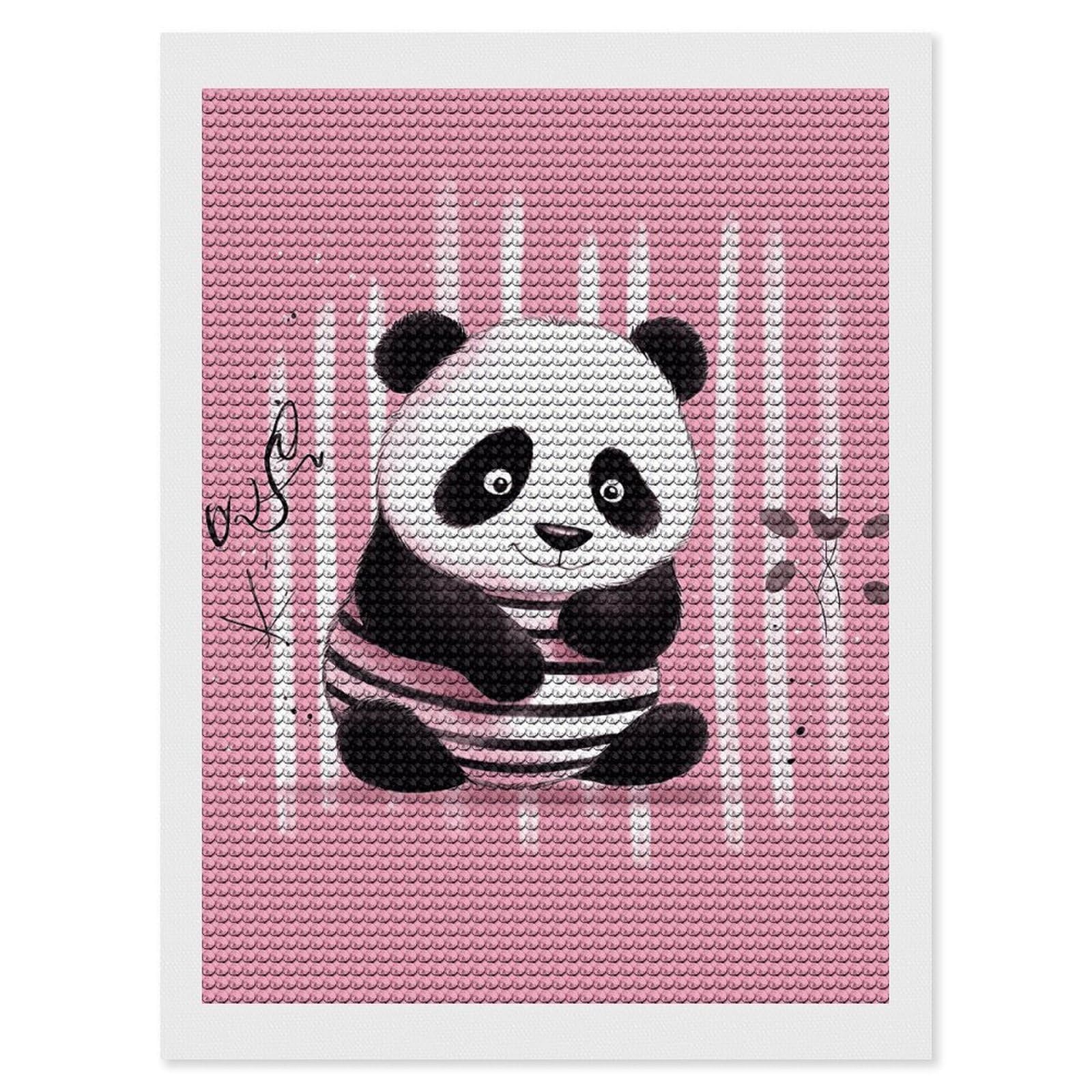 NONHAI Diamond Painting Kits for Adults - DIY Diamond Art Kits for Beginners - Full 5D Paint Drill Diamond Dots Paintings- Striped Panda Diamonds Pictures Gem Art and Craft Wall Decor 12"x16"