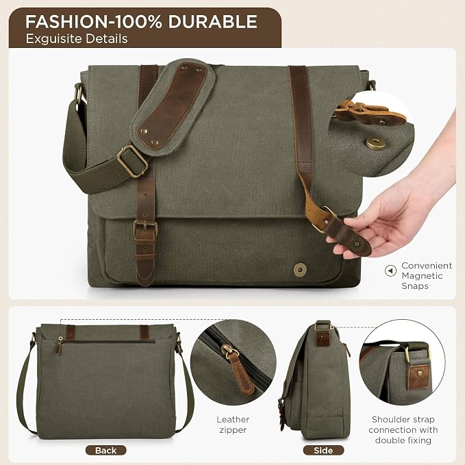 Bolso Mensajero Vintage SMRITI para Laptop 15.6-16 pulgadas miniatura 5