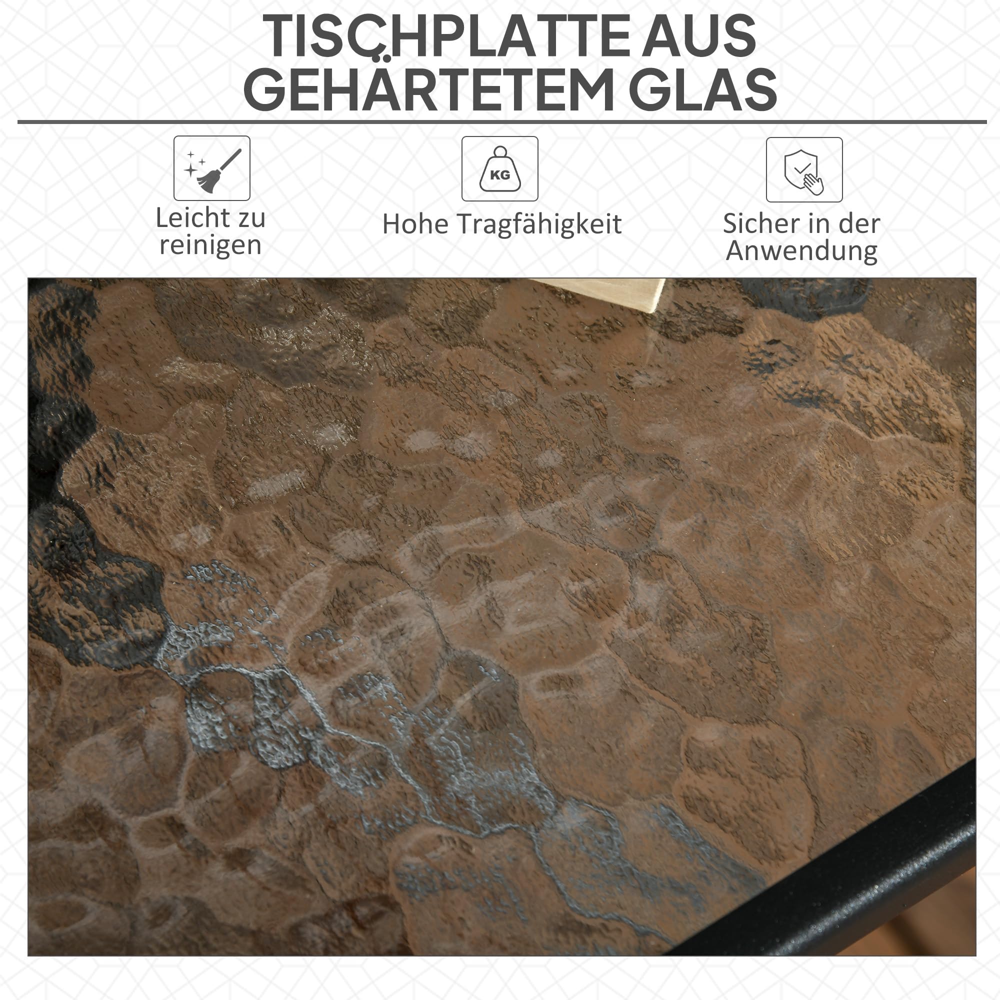 Outsunny Gartentisch Abnehmbar Wetterfest mit Schirmloch 76x76 cm Schwarz | Metall, Quadrarisch, Rutschfest, Balkontisch, Buffettisch, Campingtisch, Terrassentisch, für Outdoor Garten Terrasse Balkon