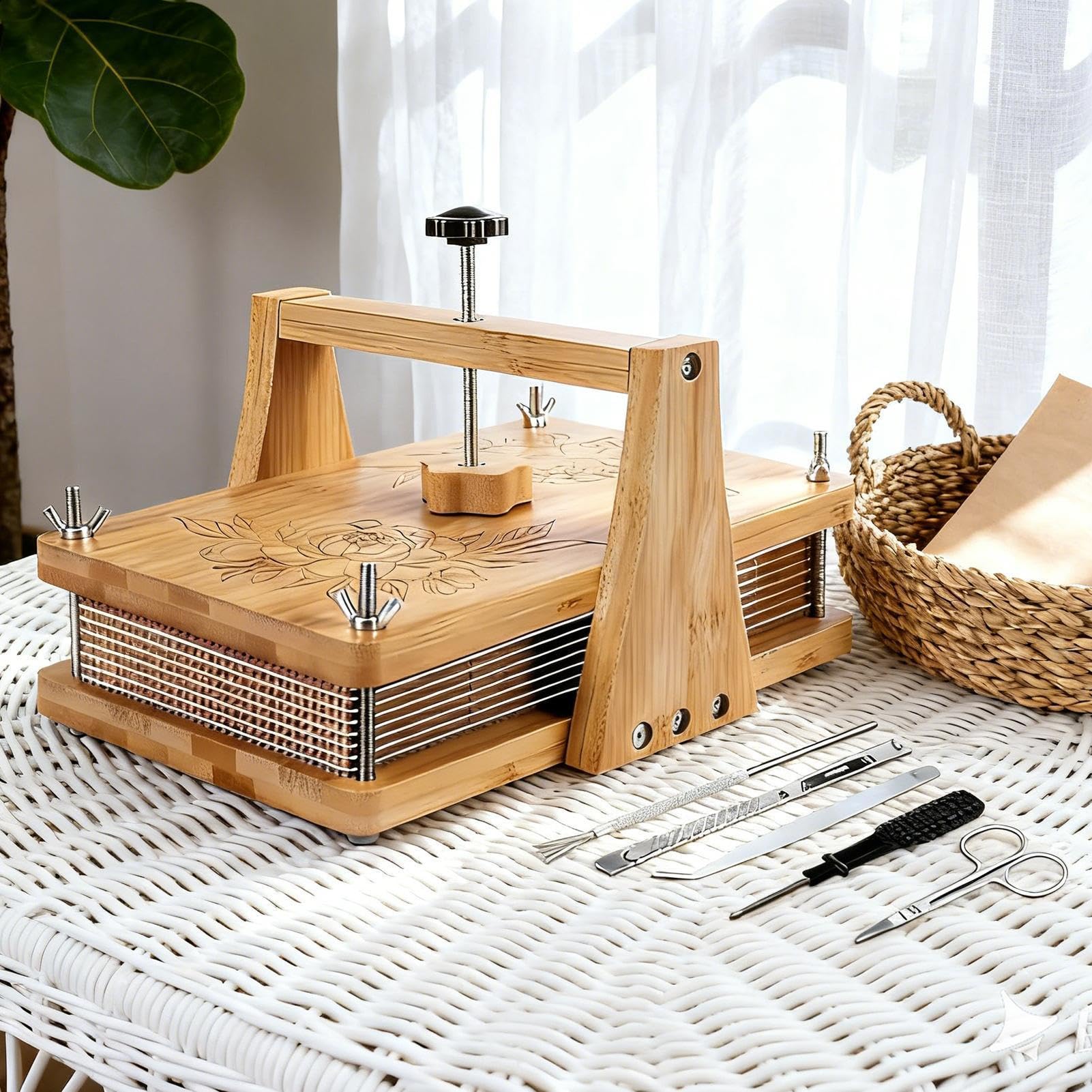 Pressa Per Piante Ed Essiccazione Fiori Legno Multistrato Riutilizzabile | kit pressa per fiori e cornice segnalibro per aula casa studio giardino laboratorio scuola materna biblioteca