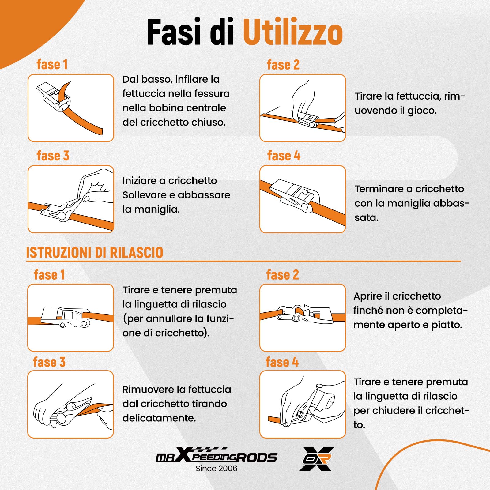 maXpeedingrods 4x 4,5 m Cinghie di Fissaggio a Cricchetto 997 kg Nero | con Ganci di Sicurezza a S, EN 12195-2