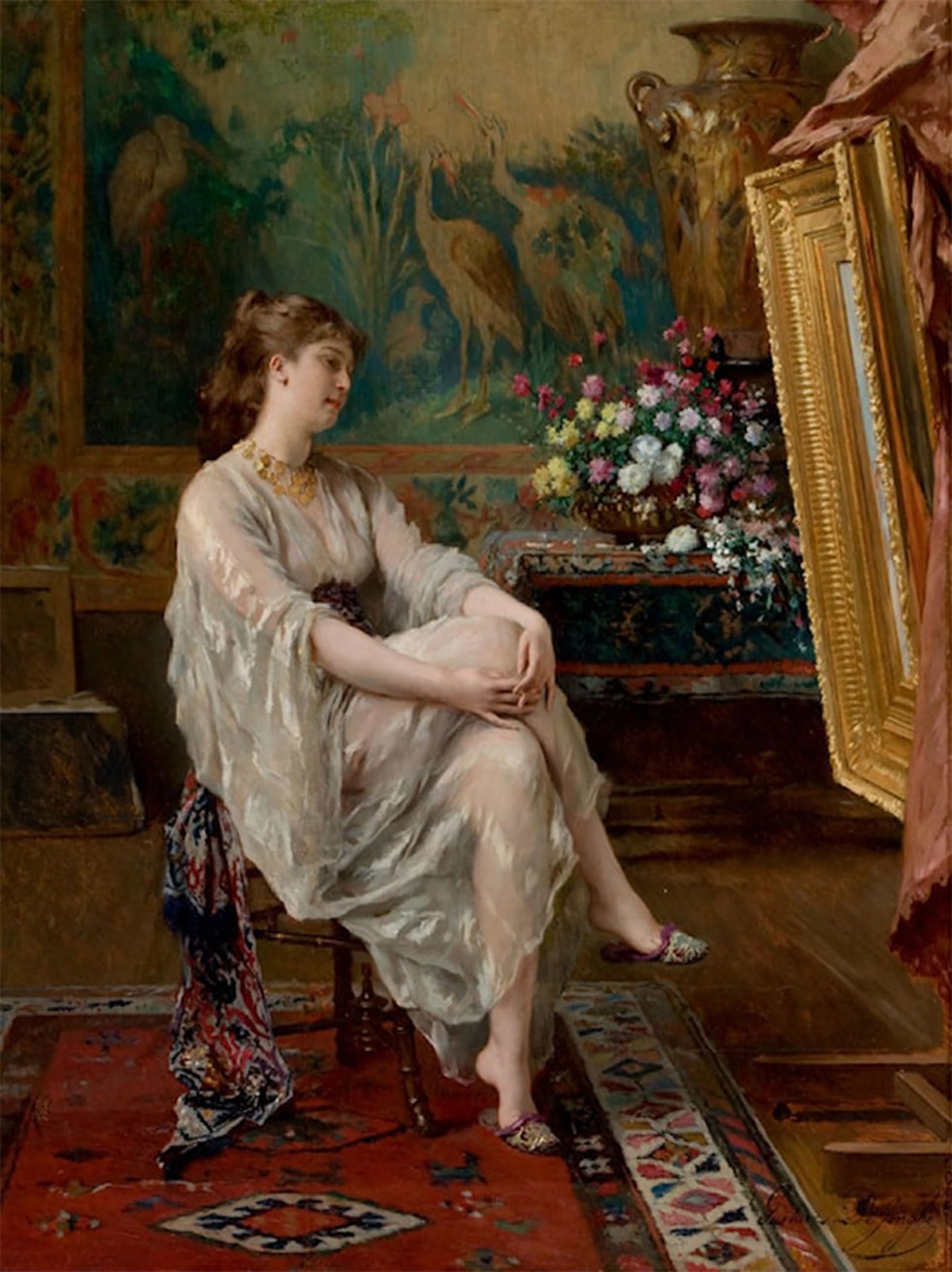 SERENDIPITP Vintage Picture Print on Canvas Wall Art Poster in the Artist’s Studio by Gustave Leonhard De Jonghe Artwork Print Poster for Wall Decor 60x90cm