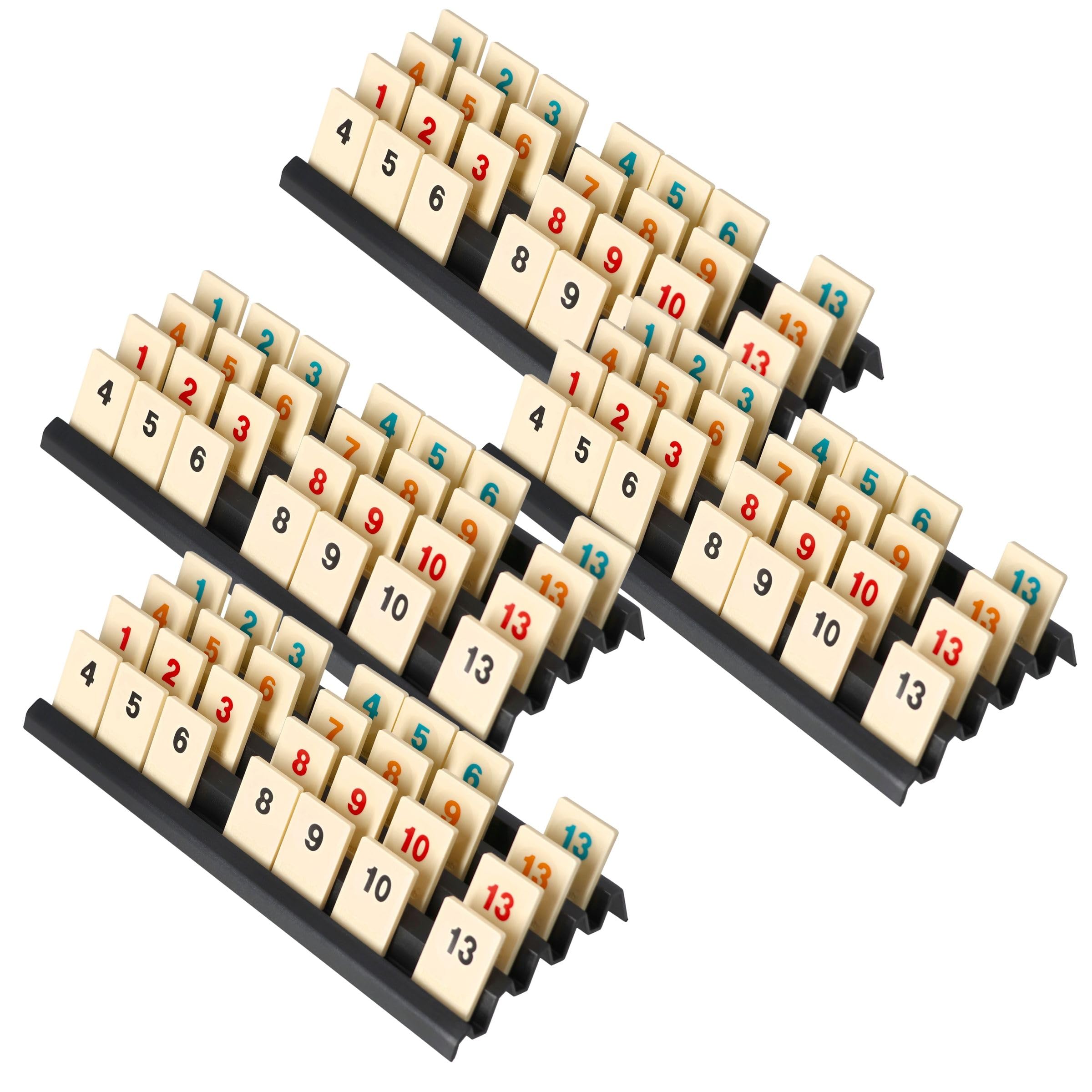 Feldherr Tile Holder for Compatible with Rummikub - 25 cm Tile Rack with 4 Rows, Durable Injection-Molded Plastic, Stackable, Easy to Grip, Multiple Colors