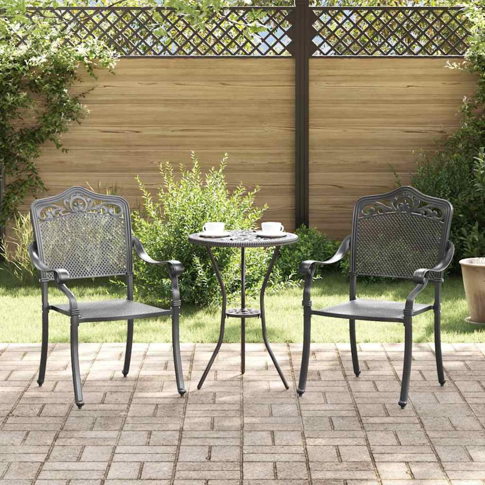Chaise de jardin vintage en aluminium noir lot de 2 fauteuils de terrasse retro