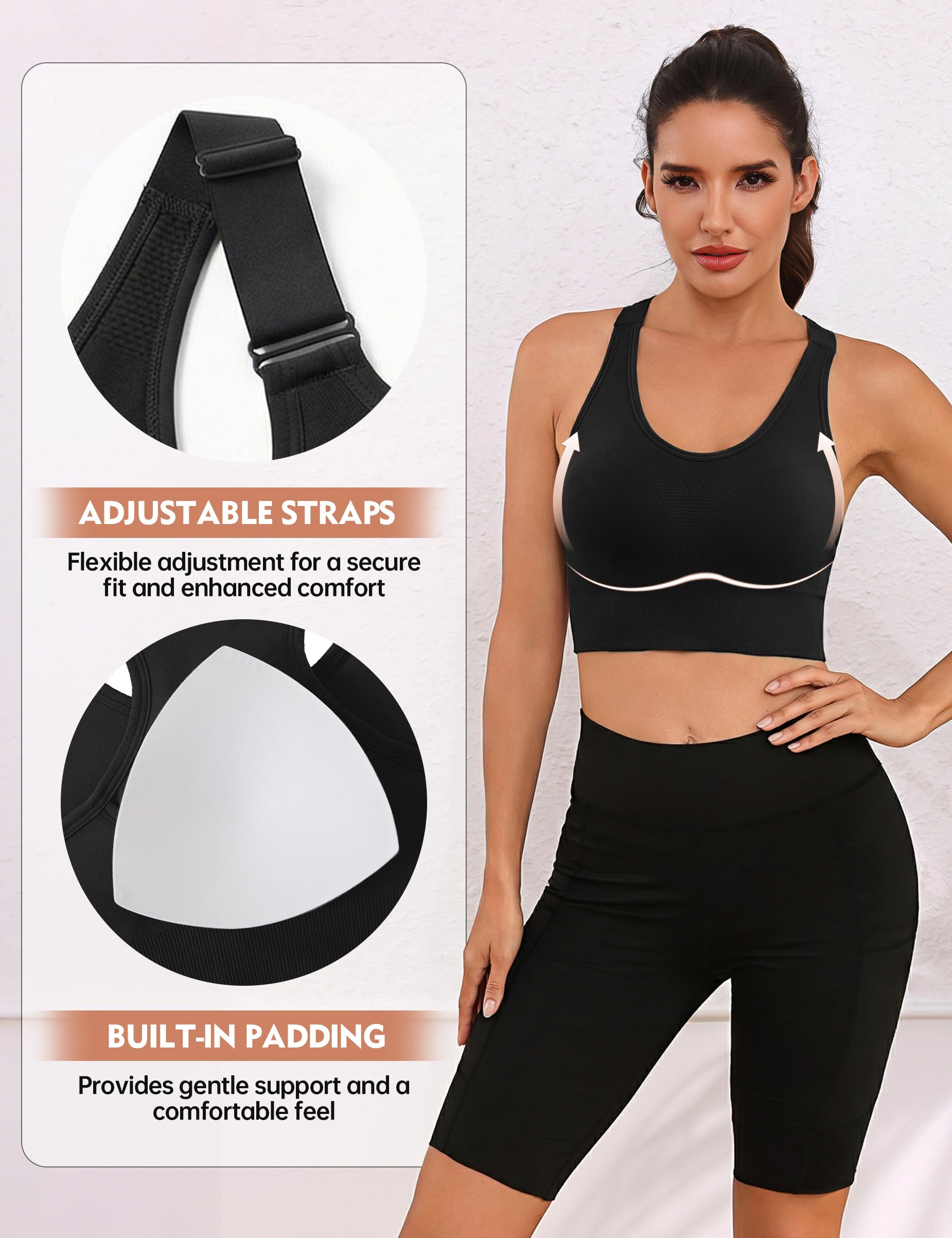 Litherday Sports Bra Mujer Push Up Sin Costuras Alta Sujeción Fitness Yoga Running