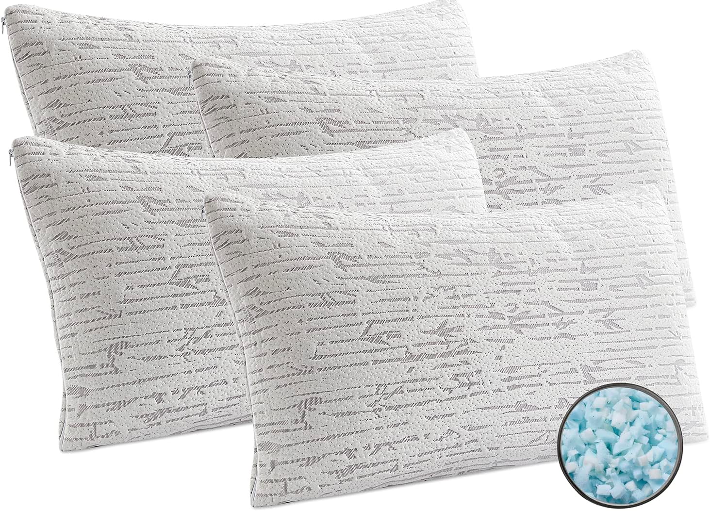 Clara Clark Memory Foam Pillow King Size Set of 4 Memory