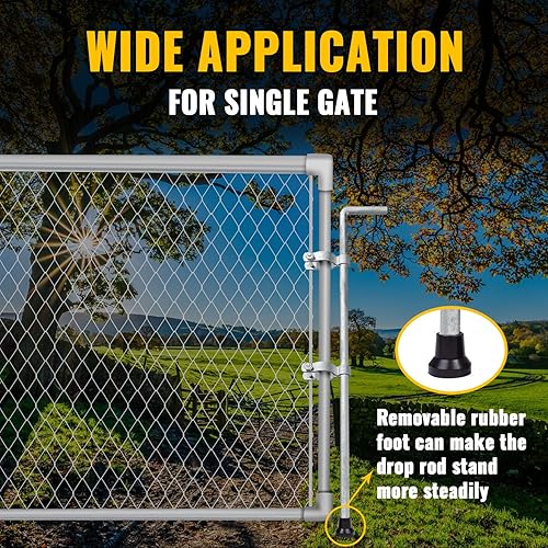 Miniatura 10 de VIVIDA Varilla de caída de puerta de 1-38 x 32 pulgadas, paquete de 2 pernos de caña para valla de eslabones de cadena, pestillo de pasador de caída