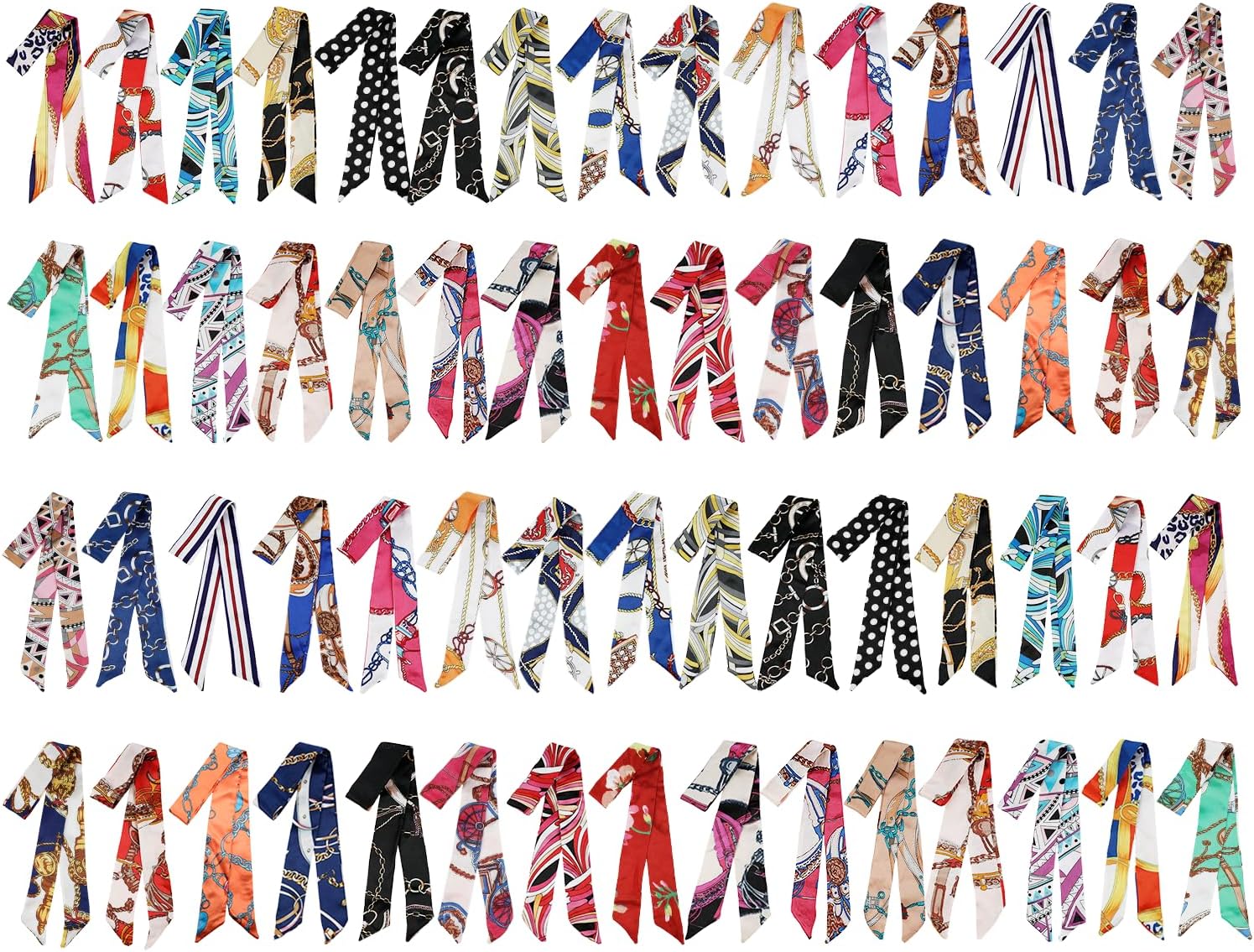 64 Pcs Bulk Women Handbag Head Scarf, Fashion Scarves Hair Purse Scarf Handle Ribbon Satin Head Neckerchief Silk Headband Charm for Multifunctional Neck Decorative Fashion Gifts Accessories - Image 9