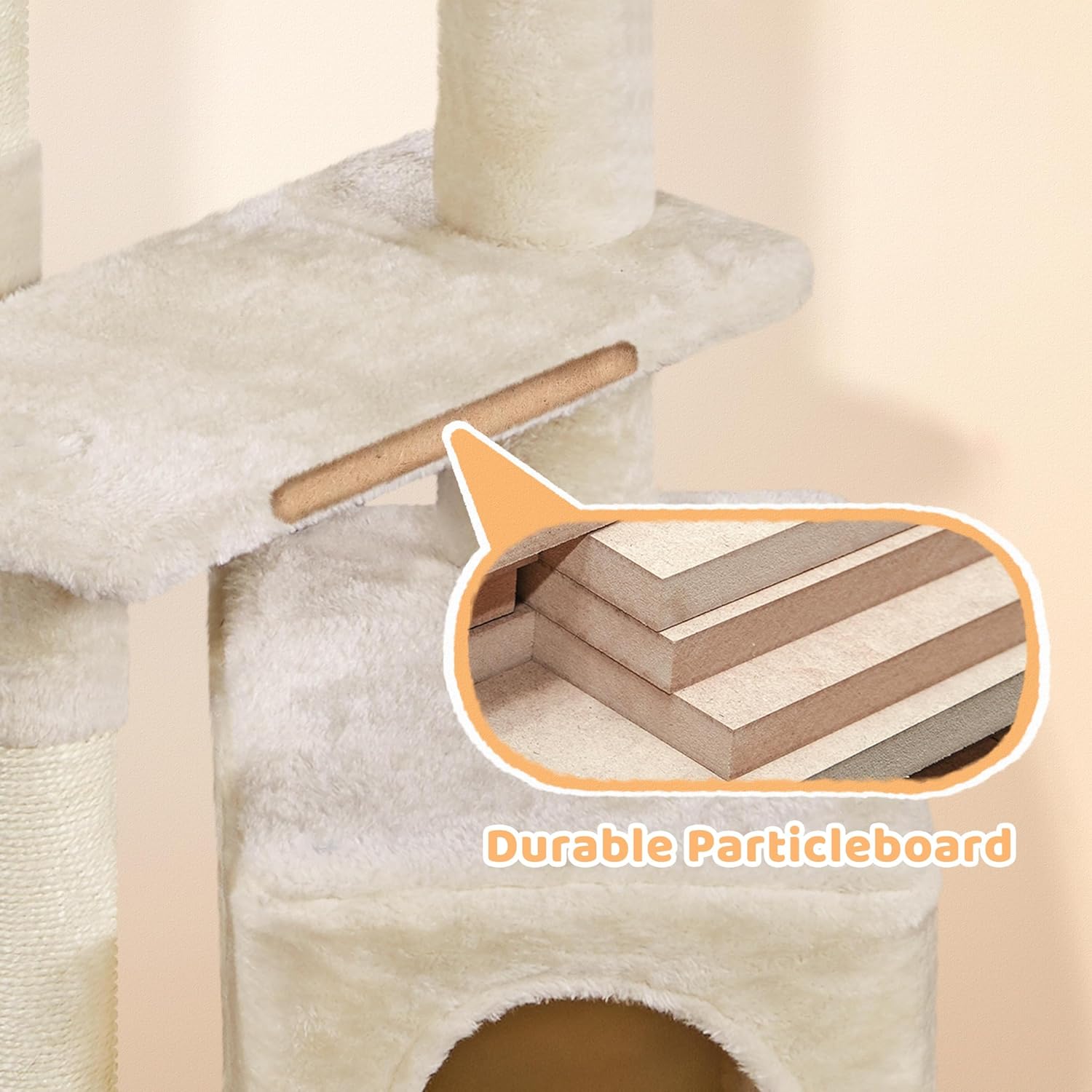 Yaheetech Cat Tree, Multi Level Climbing Tower for Indoor Cats, Pet Activity Center Scratching Post Indoor Furniture Bed with Basket for Kittens, Beige