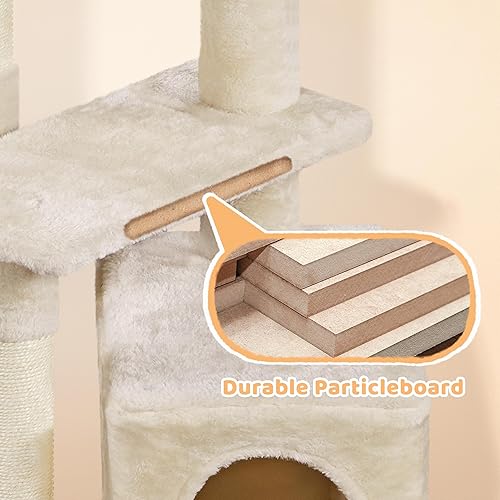 Miniatura 8 de Yaheetech Árbol de gato para gatos pequeños, torre de gato de 34 pulgadas para gatos de interior, postes cubiertos de sisal, centro de actividades