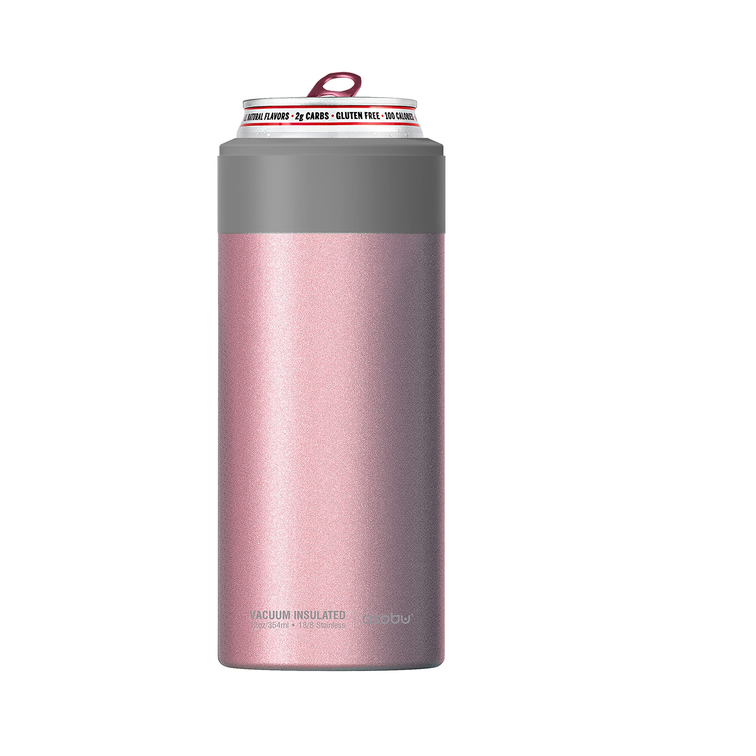 asobu Frosty Slim Can Cooler for Hard Selzer, Beer Cans or Any Standard 12 Ounce Skinny Can (Marshmellow Pink)