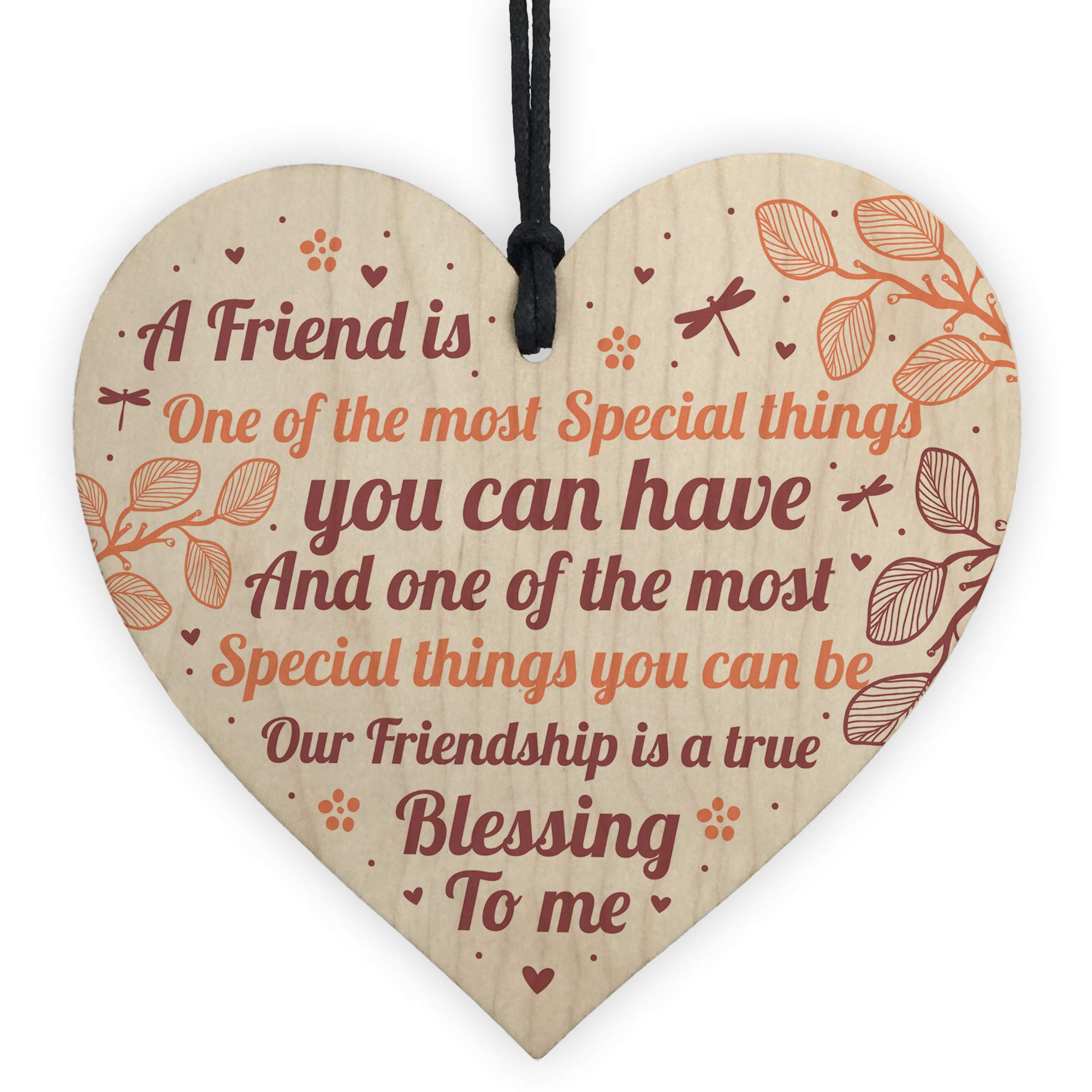 Red Ocean THANK YOU FRIENDSHIP GIFT Wooden Heart Best Friend Plaque Birthday Gift For Friend Keepsake
