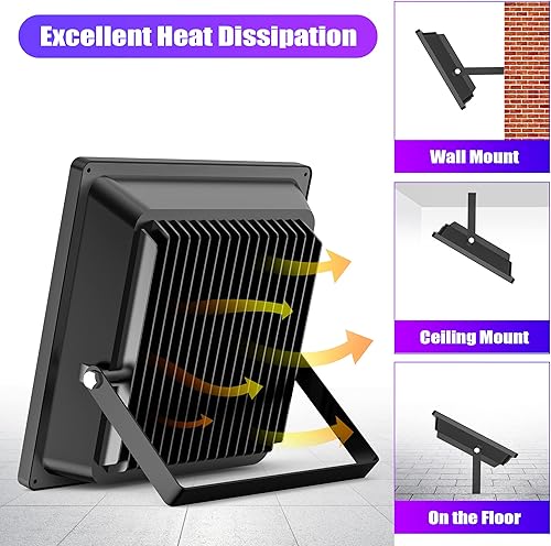 Miniatura 4 de Luz LED negra UV de 150 W, luz negra LED con enchufe (cable de alimentación de 10 pies), reflector ultravioleta con cinta brillante, iluminación de