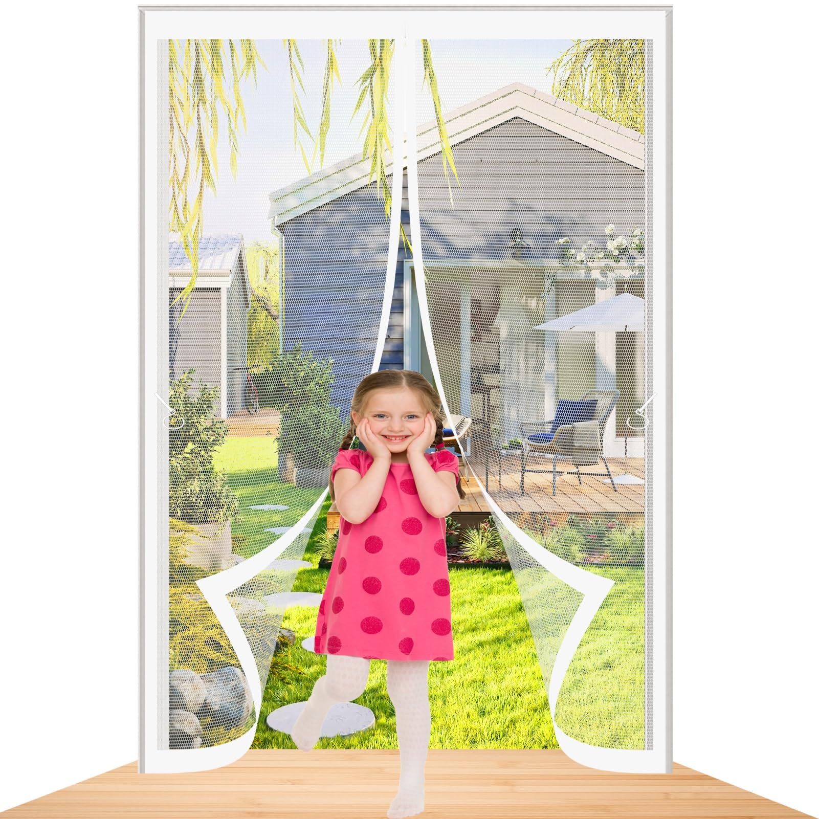 Moustiquaire de porte blanche 100 x 218 cm rideau magnétique de terrasse