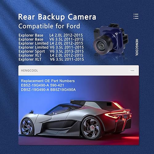 Miniatura 2 de EB5Z-19G490-A 590-421 Cámara de respaldo, cámara trasera de asistencia de estacionamiento compatible con Ford Explorer 2011 2012 2013 2014 2015