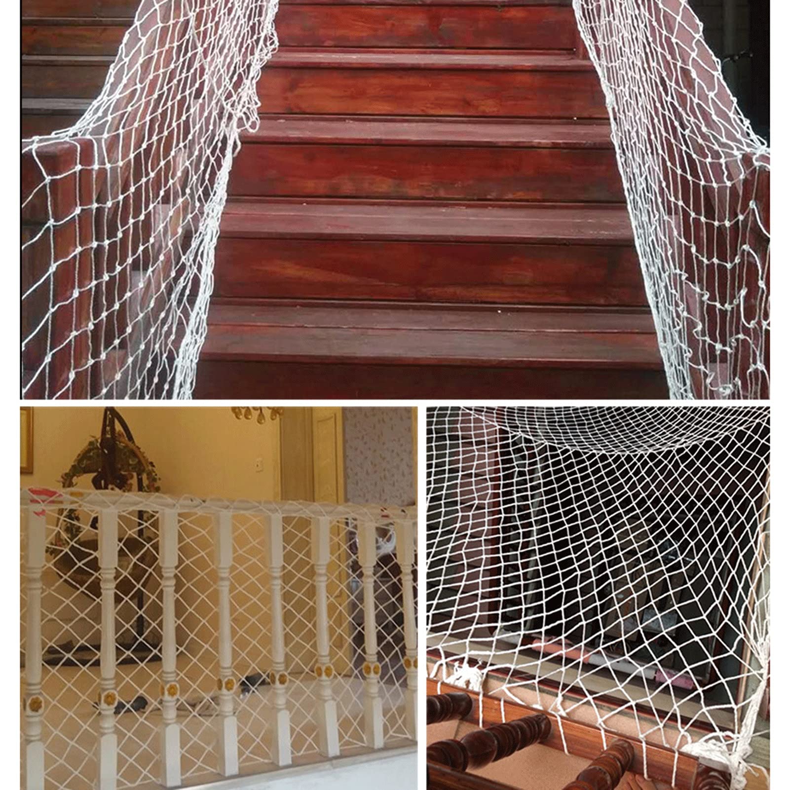 Siatka ochronna na balkon dla dzieci, 1,5 x 8 m, do użytku wewnątrz i na zewnątrz, kolorowe ogrodzenie linowe na schody i ściany, ochrona przed dziećmi do domu i placu zabaw