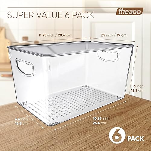 Miniatura 6 de theaoo Contenedores organizadores de refrigerador apilables grandes