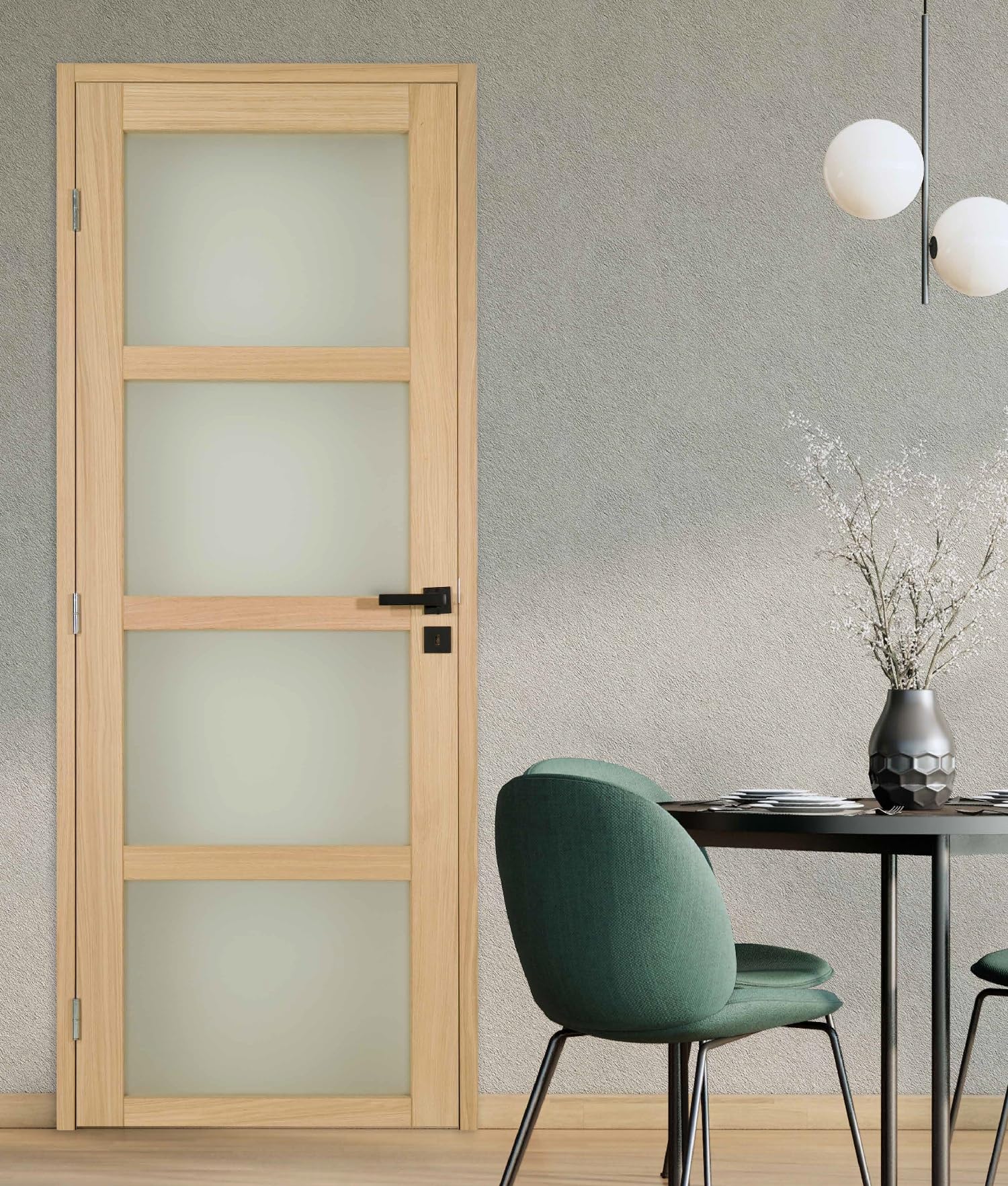 Bloc porte PARIS 4 Vitrages bois chene 2040x630 Droite