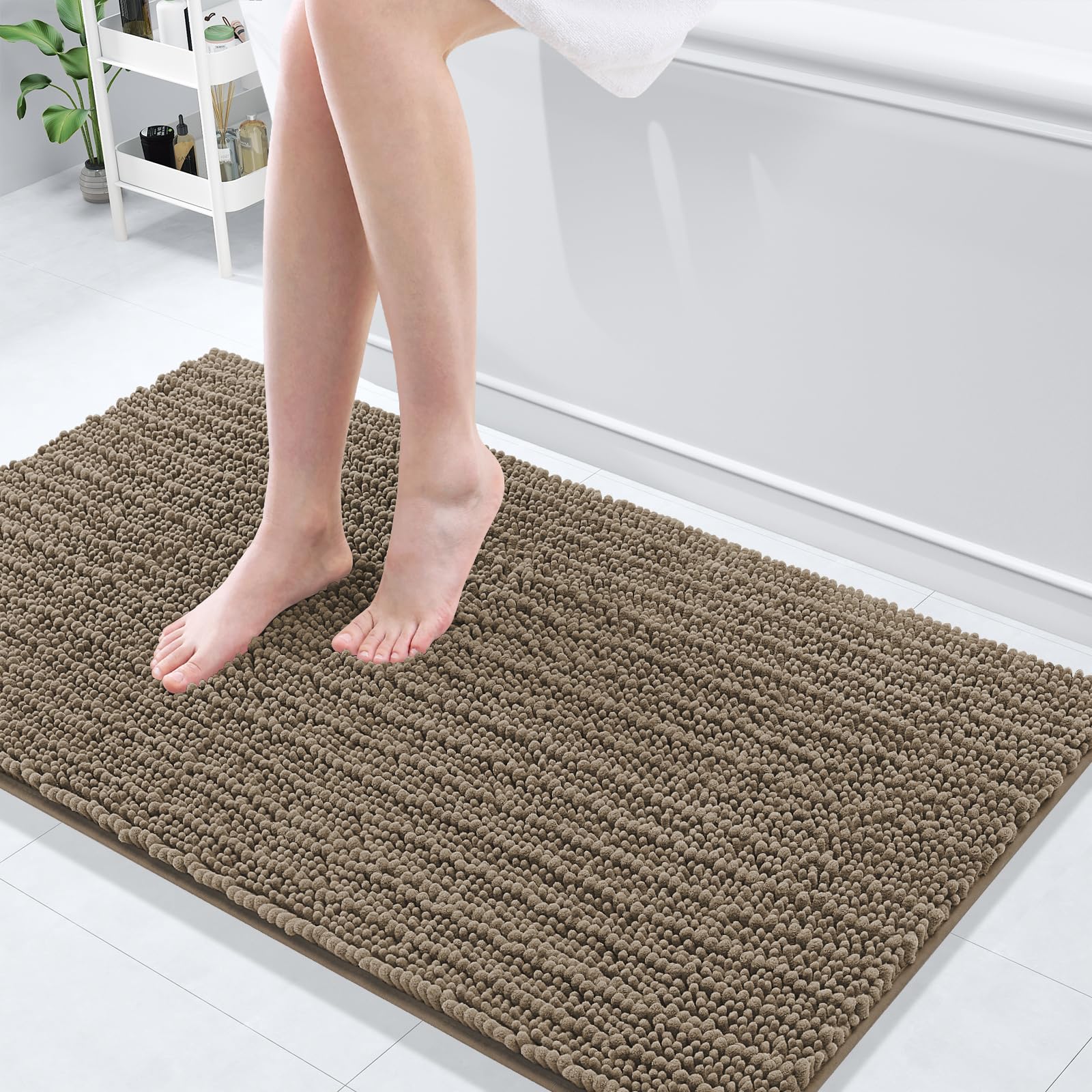 Arotive Luxury Chenille Bathroom Rug Mat, Extra Soft Thick Absorbent Shaggy Bath Rugs, Non-Slip Machine Wash Dry, Plush Bath Mats for Bathroom, Shower