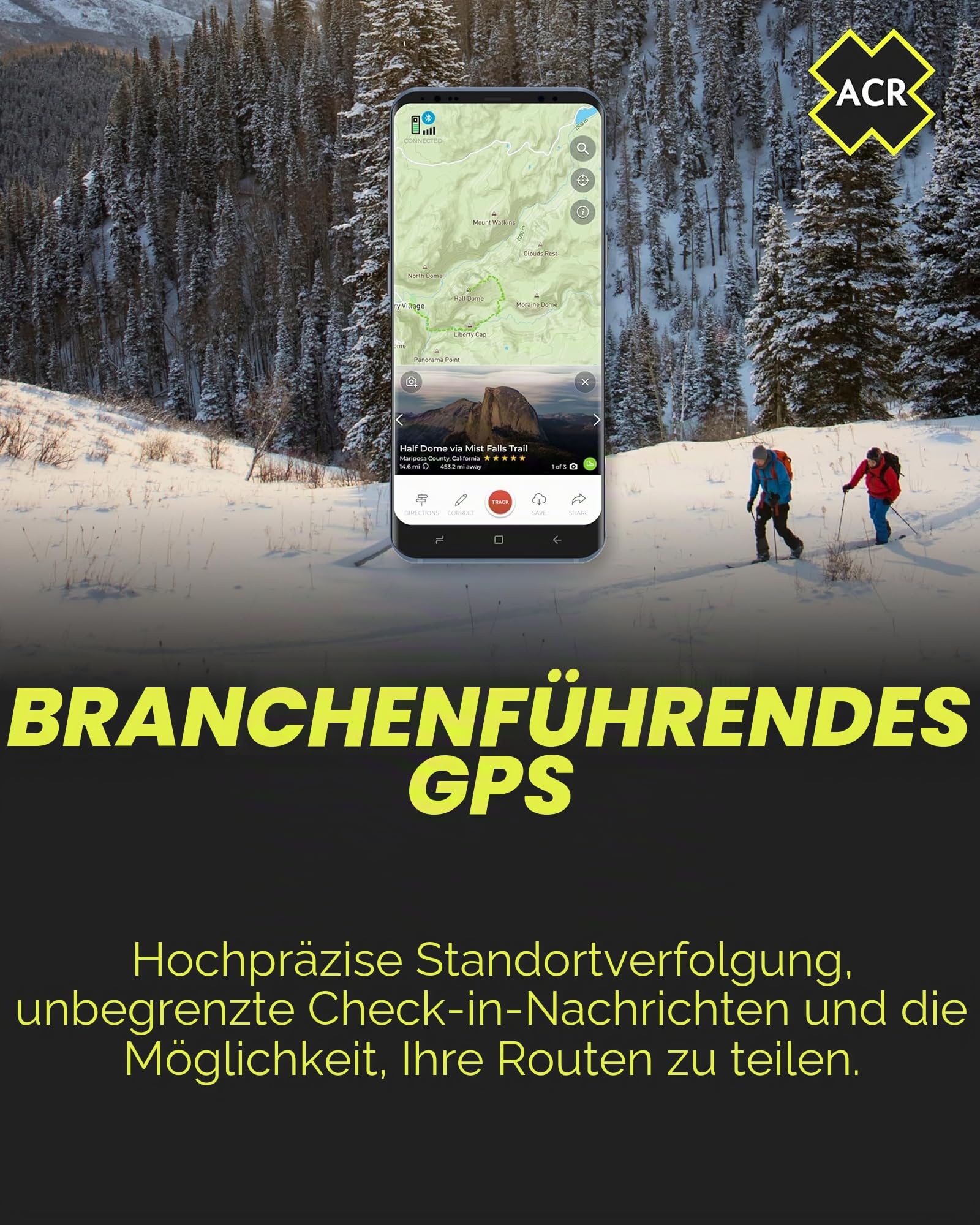 ACR Bivy Stick Satellitenkommunikator – Weltweite Zwei-Wege-SMS, GPS-Tracker, Off-Grid-Kommunikation, SOS-Notrufsender, Satelliten-Messenger & Standortfreigabe – iOS-/Android-App