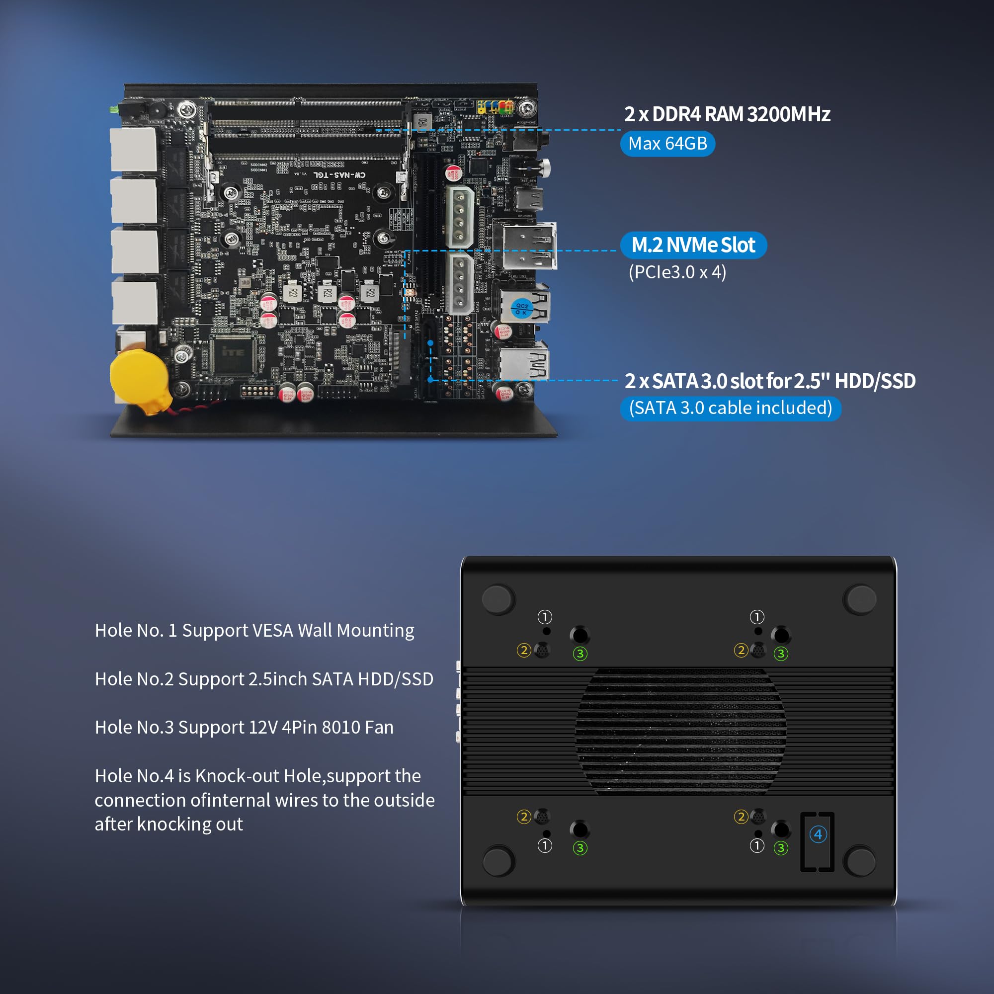 CWWK Mini PC Firewall Appliance Core i5-1135G7, 2 x 10GbE SFP+ Mini Computer mit 4 x i226-V 2.5GbE LAN, S5 OPNsense Micro PC Barebone NO RAM/SSD/OS, 4K 3-Display, USB-C, AES-NI