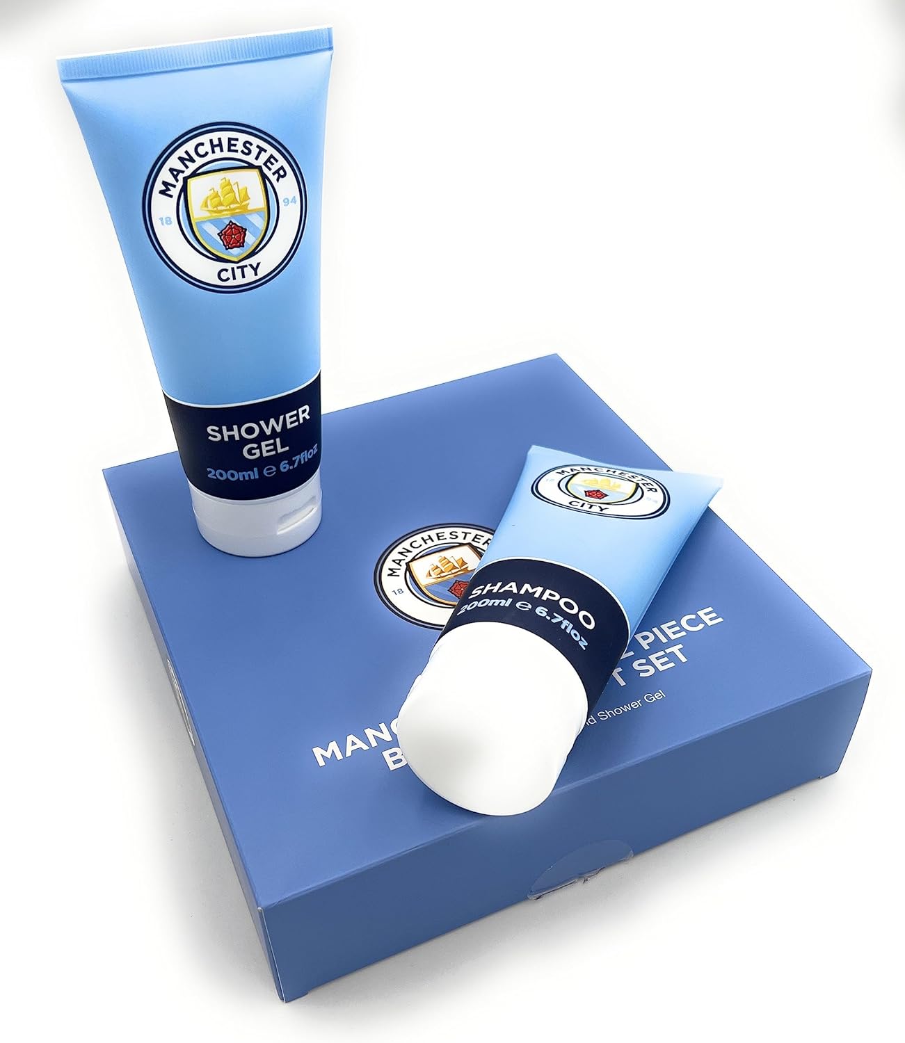  Official Mens Manchester City Bath Body Set. Great gift for any Manchester Fan. Comes with 2 great products. 