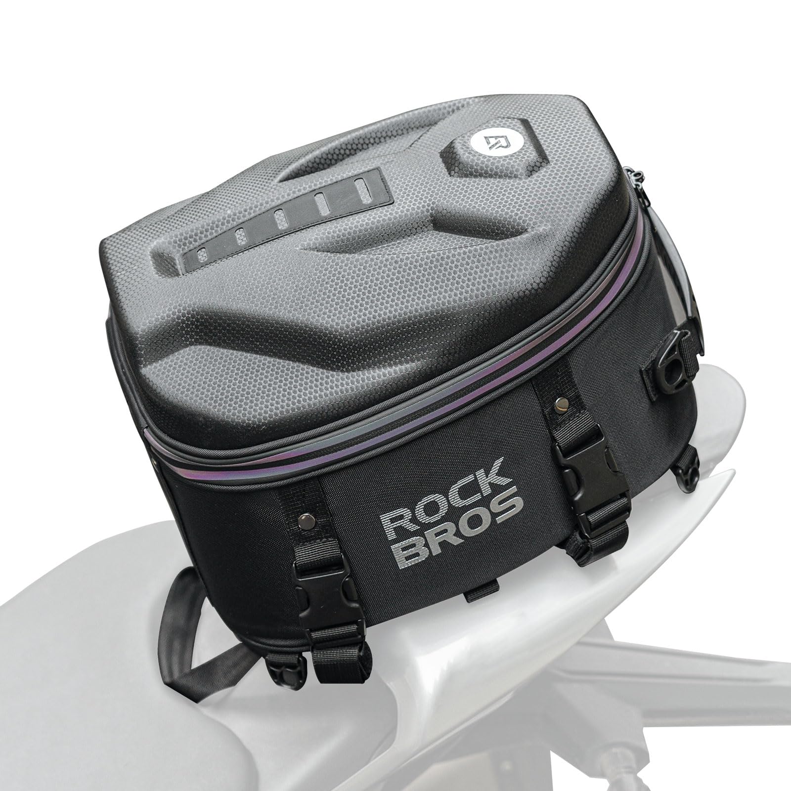 ROCKBROS Bolsa Asiento Moto Rígida, Bolsa de Equipaje con Funda Impermeable Mochila para Moto, 12,5L Portacasco Bolsa de Casco para Motocicleta