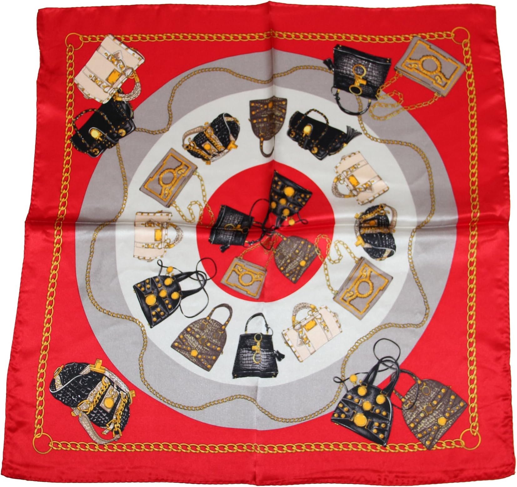 100% Silk Scarf Shawl, Small Square, 20 Inch X 20 Inch (Red Fasion Bags)