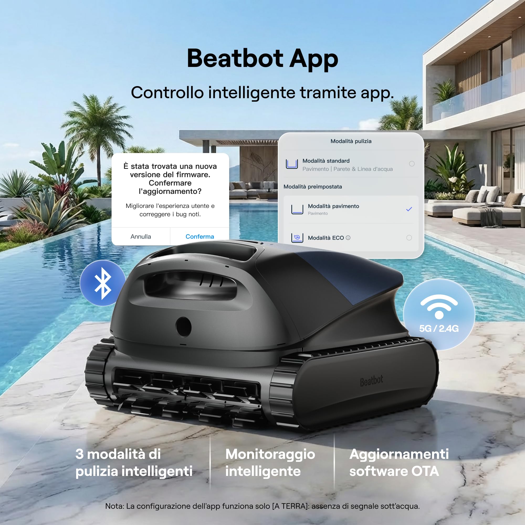 Beatbot Sora 10 Robot Piscina pareti e Fondo, Linea d'Acqua,Blu Marino | pareti e fondo, Linea d'acqua,Piattaforme, robot piscina senza fili, Parcheggio automatico,App,piscine fuori terra/interrate