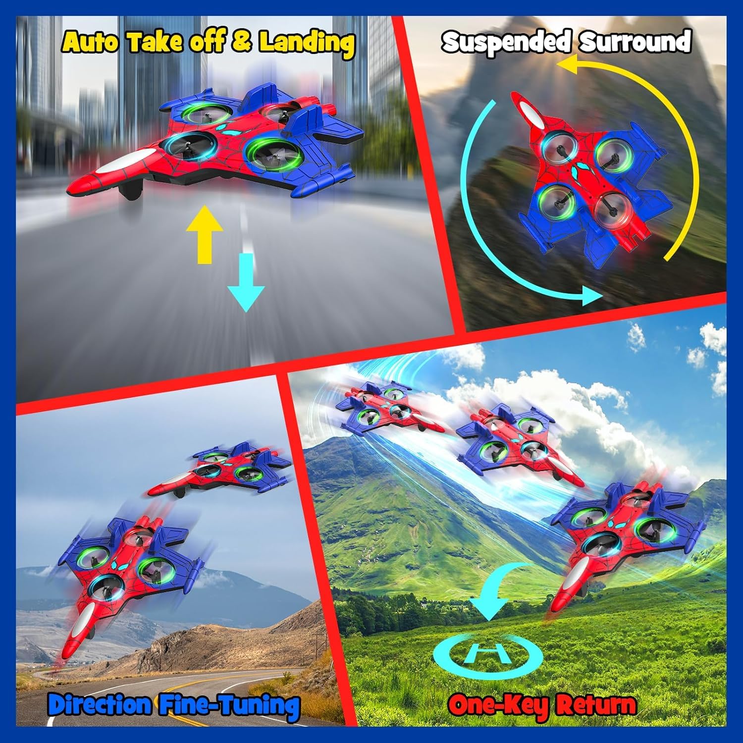 GraceDuck Avión RC para Niños de 8 Años en Adelante, Mini Drone para Niños, Avión de Combate Teledirigido, 360° Flip, Acrobacias, Juguete de Exterior, Regalo para Niños