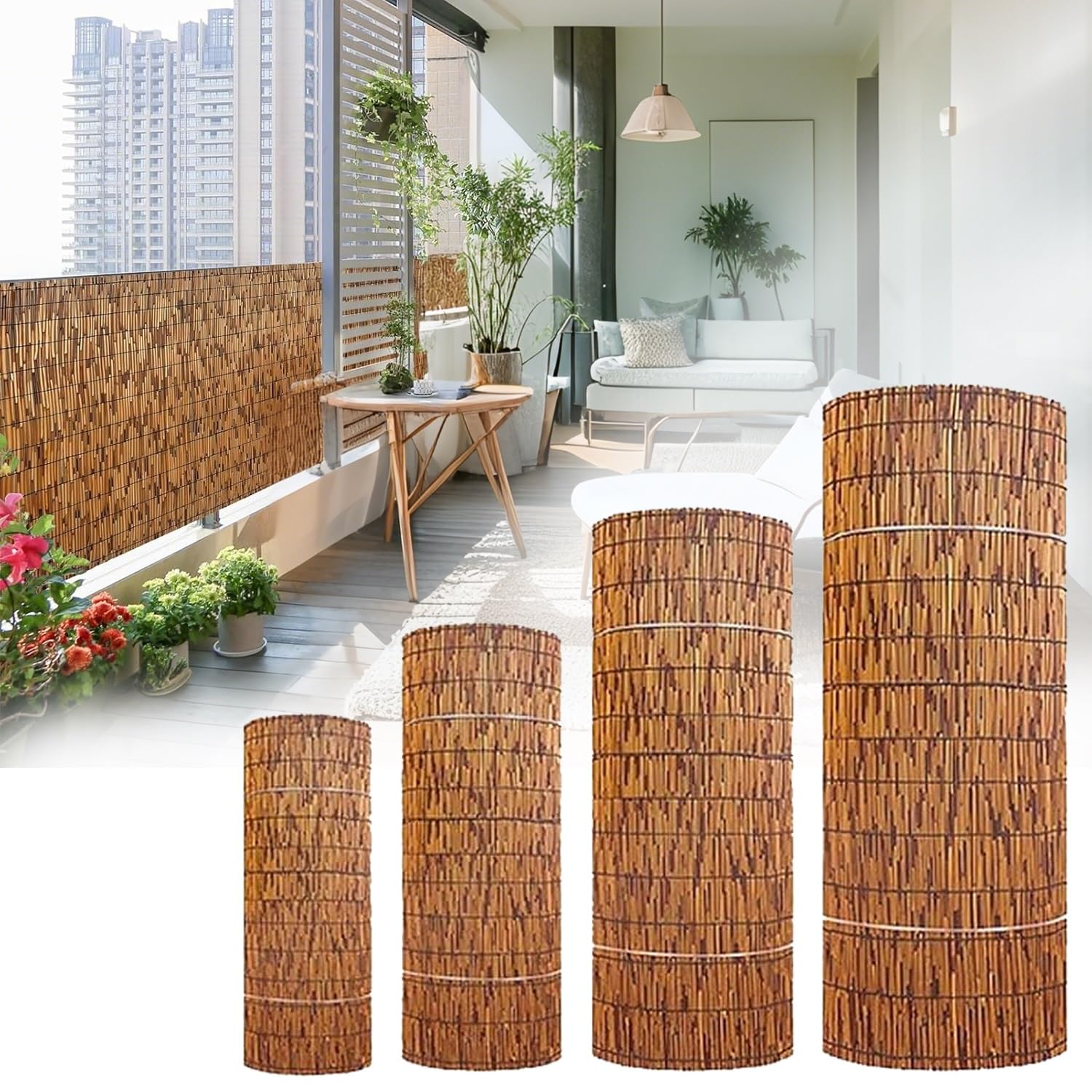 Bamboo Fence Rolls Privacy Screen 1.6ft 2.5ft 3ft 4ft 5ft 6ft Decorative Fencing For Outdoor Garden Natural Bamboo Fencing Roll