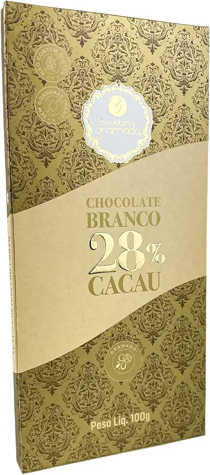 Chocolataria Gramado, Barra de Chocolate Branco 28% Cacau, 100 g
