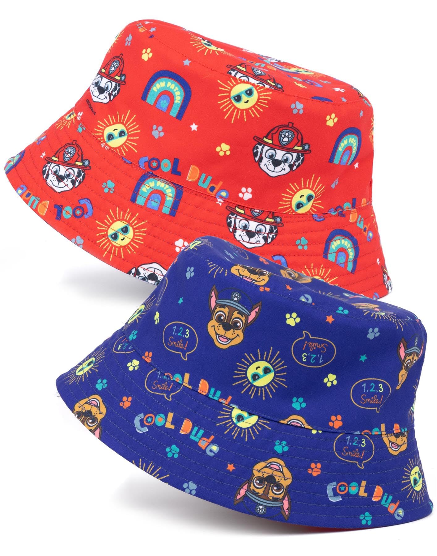 Paw Patrol Chapeau Seau réversible pour garçons | Casquette pour Enfants Chase Blue et Marshall Red Characters pour Tout-Petits | Films Séries TV Cadeaux Marchandise