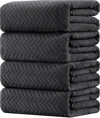 Miniatura 9 de Juego de 4 toallas de baño grandes de 35 x 70 pulgadas, toallas de baño de gran tamaño, 600 GSM, toallas ultra suaves y absorbentes para baño,