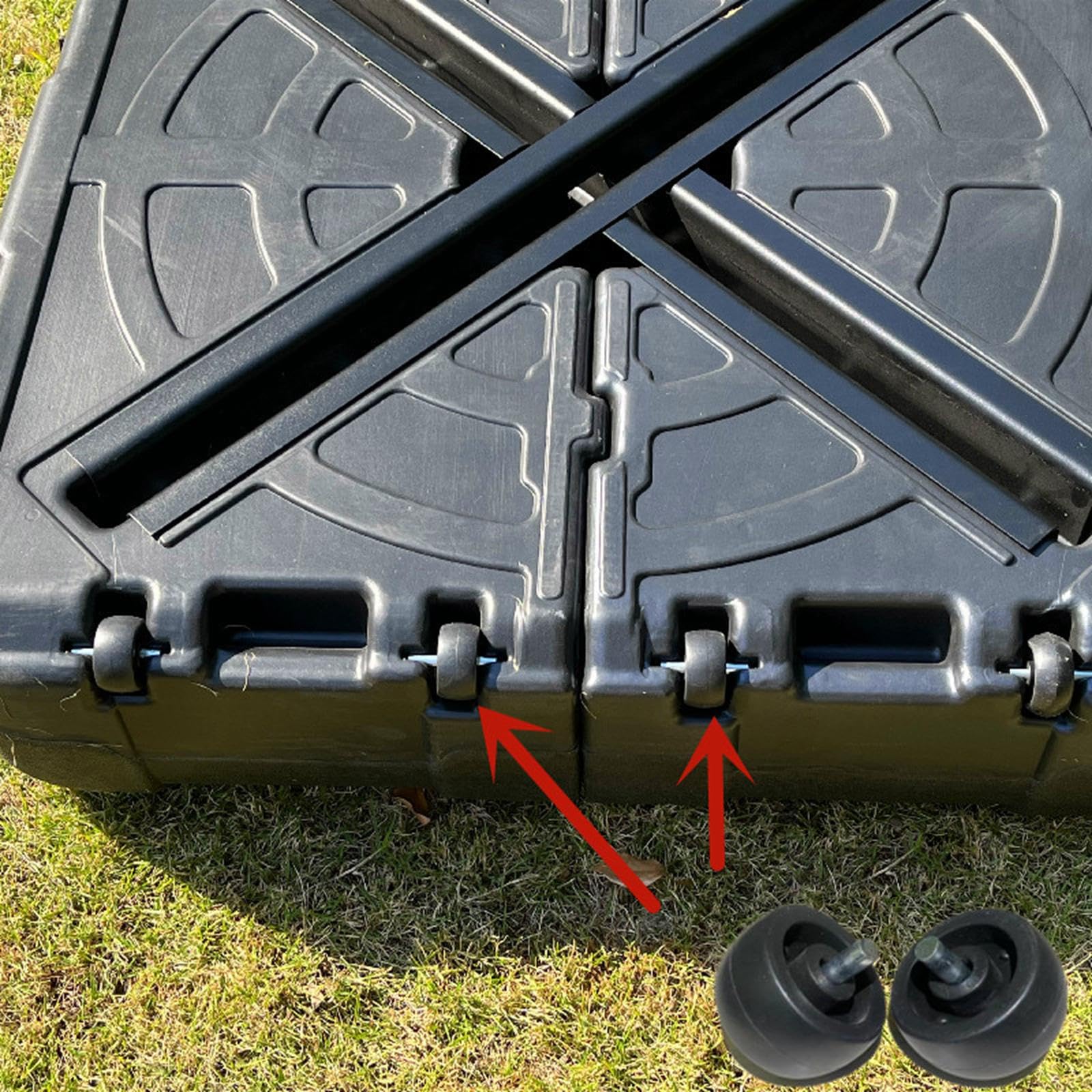 MYCENSE 2Pcs Outdoor Parasol Base Wheels 1P2R Sturdy Easy to Install Black Accessories Sunshades Base Wheels for Deck Market Outside