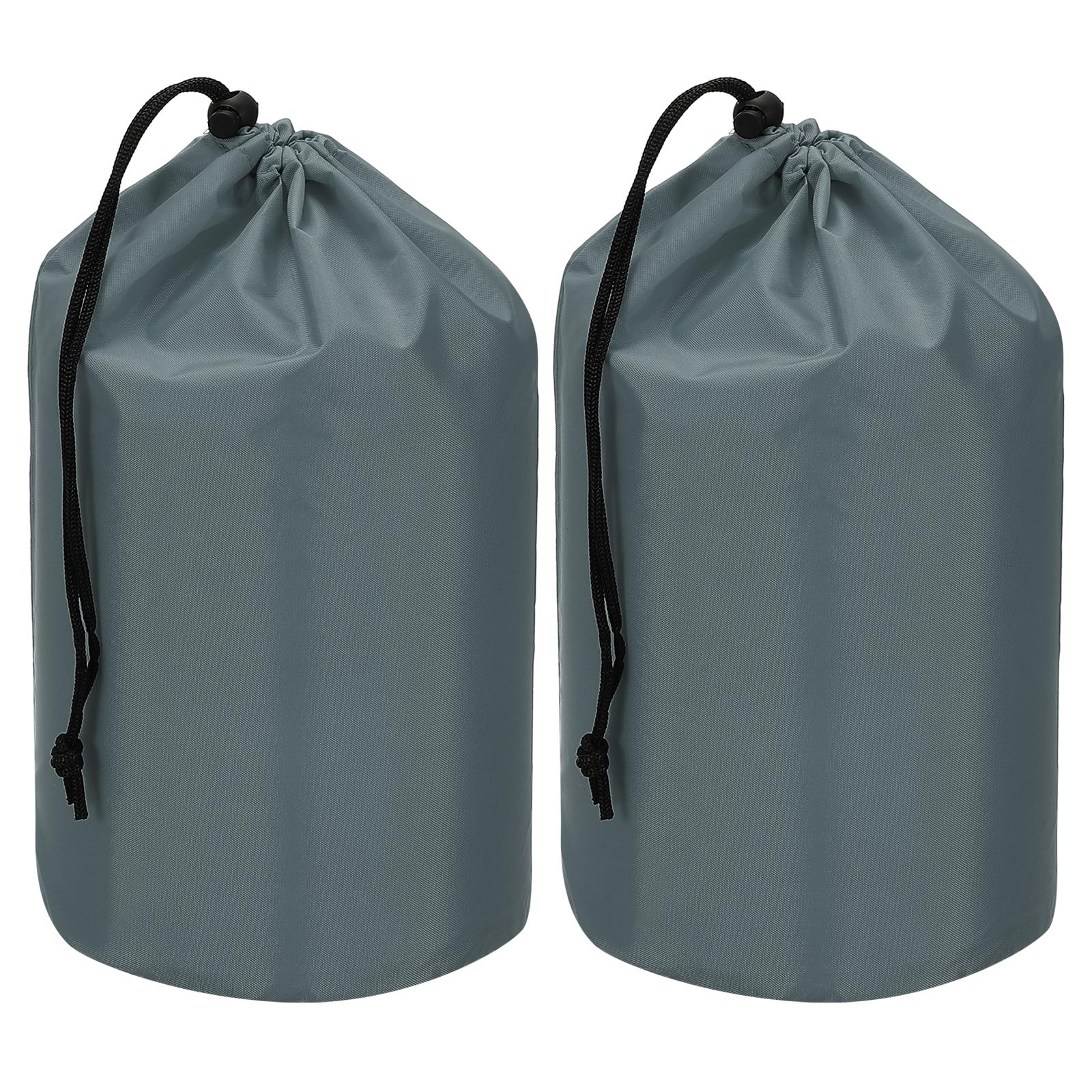 PATIKIL Stuff Sack, 2 Pcs 5 x 10 Inch Waterproof Outdoor Storage Sack Portable Drawstring Dust Flap Bag Lightweight Sleeping Bag for Camping Hiking Travel, Dark Grey