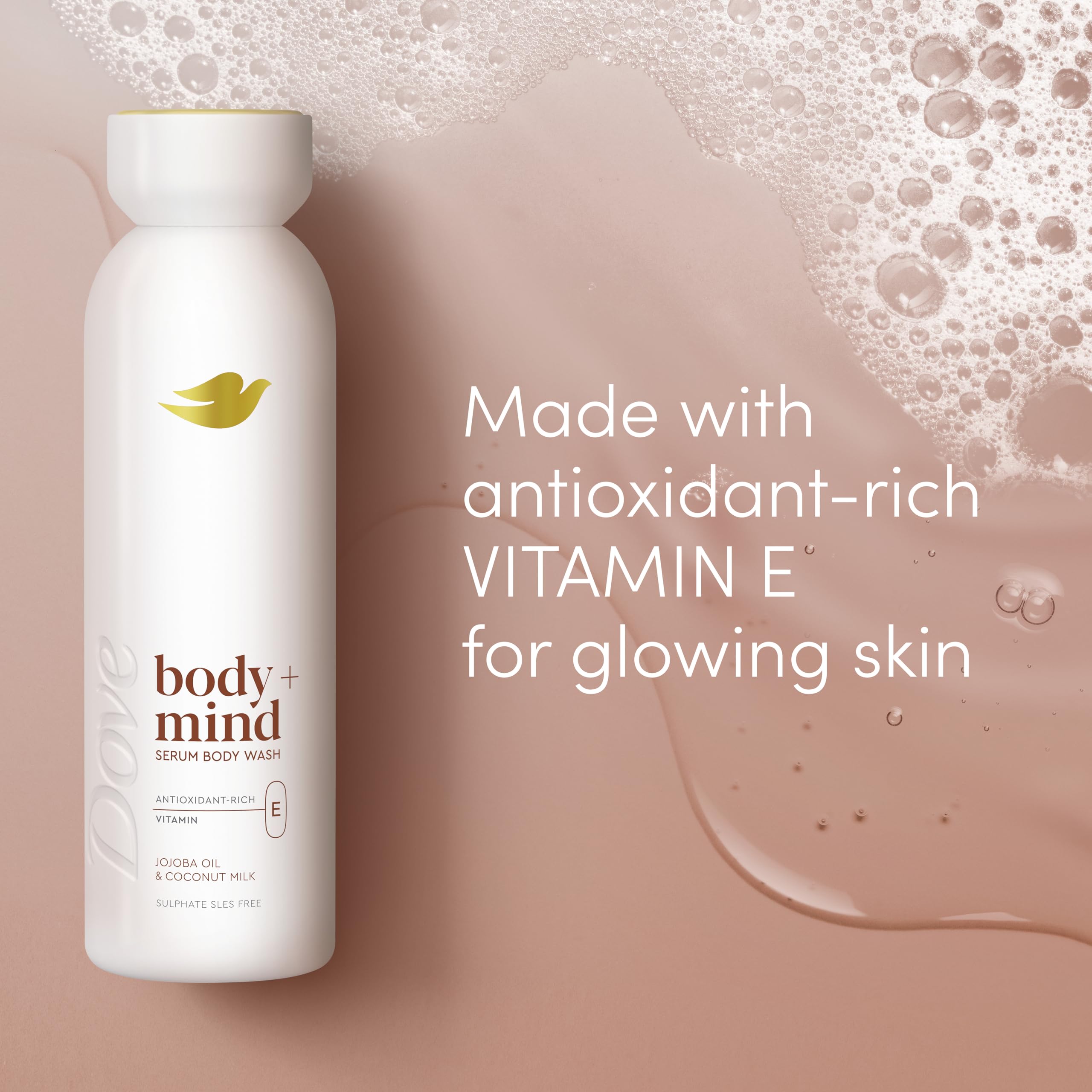Dove Body + Mind Jojoba Oil & Coconut Milk Serum Body Wash body cleanser with antioxidant-rich vitamin E for glowing skin 350 ml - Image 4