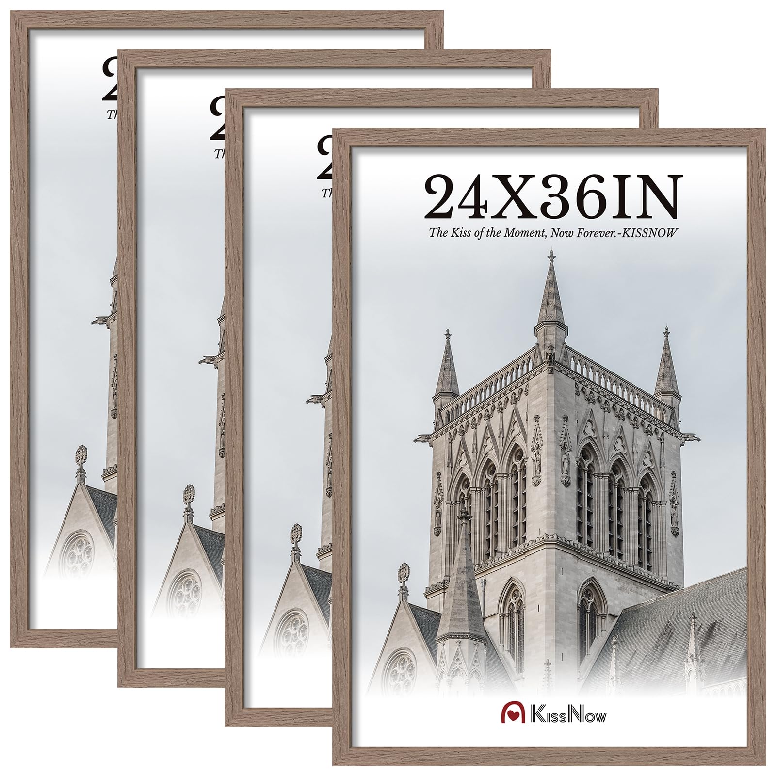 Amazon.com: KissNow 24x36 Poster Frame 4 Pack, Walnut Wood 36x24