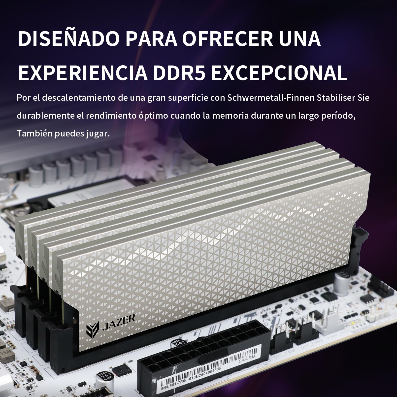 JAZER Memoria RAM DDR5 de 32GB (2 x 16GB) 6000MHz CL38, Memoria de Escritorio para PC de Juegos, DIMM de Alto Rendimiento