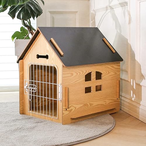 Miniatura 6 de Dog House - Perrera de interior, para perros pequeños u otros animales pequeños como gatos y conejos, madera desmontable, con rejillas de