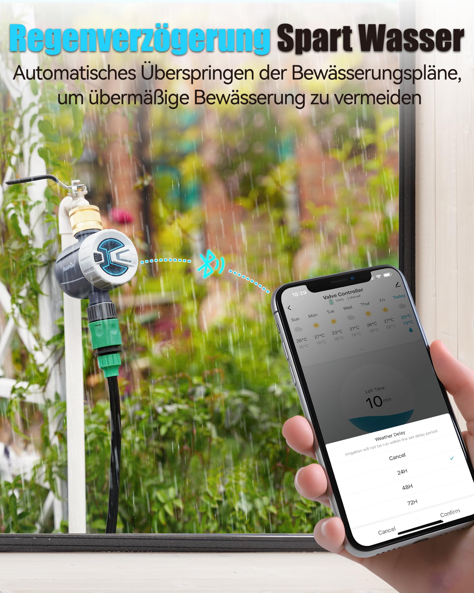 RAINPOINT Programmateur Arrosage Bluetooth Entrée Laiton Minuteur Automatique Jardin Pelouse