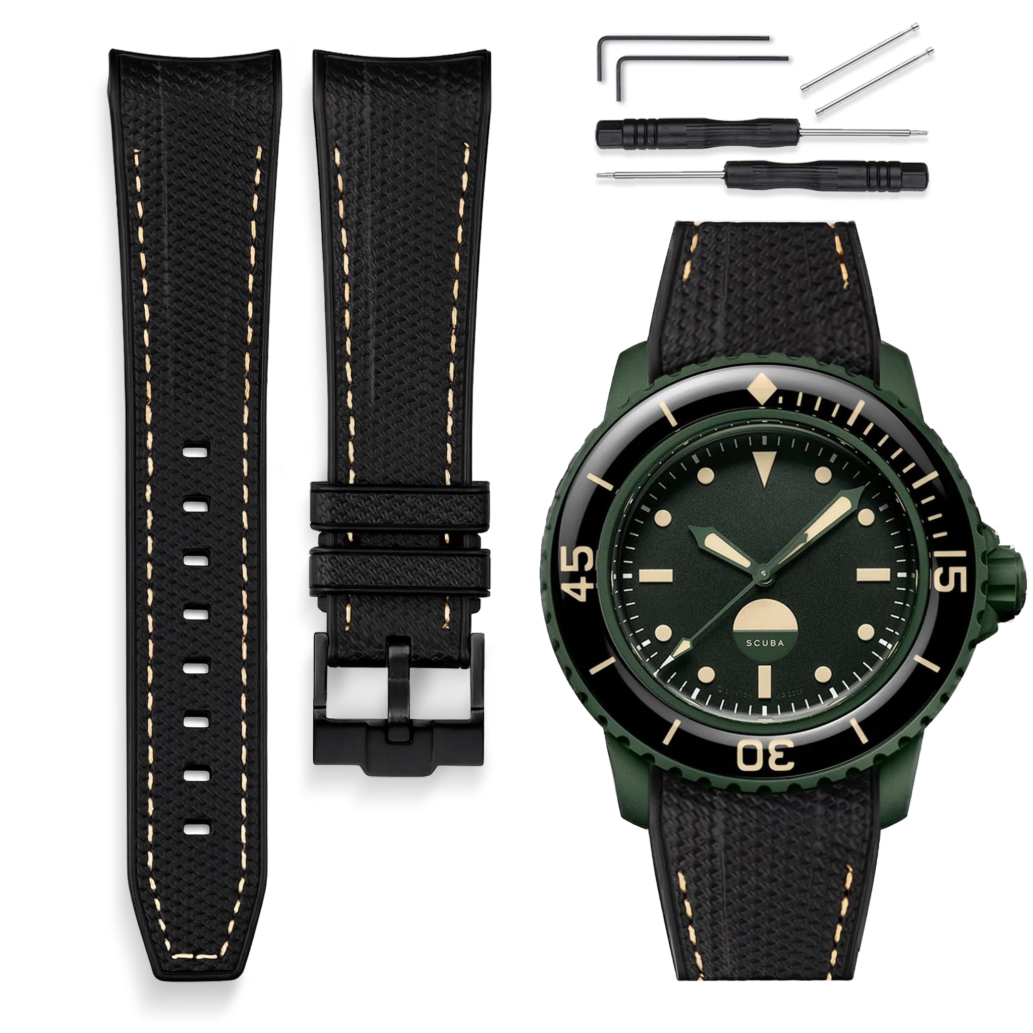 HORACE Correa de reloj de 22 mm en Silicona Líquida – Compatible con Blancpain x Swatch Scuba Fifty Fathoms – Kit de montaje incluido