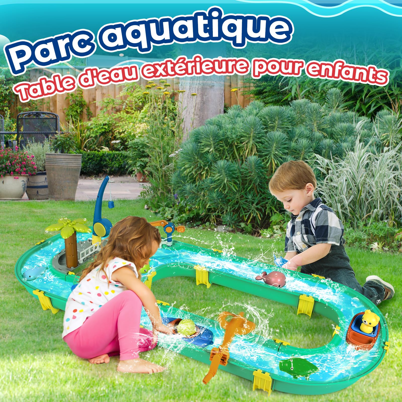 Table Eau Et Sable Enfant 2 En 1 - 71 Pièces Avec Bateaux, Poupées Et Cannes à Pêche