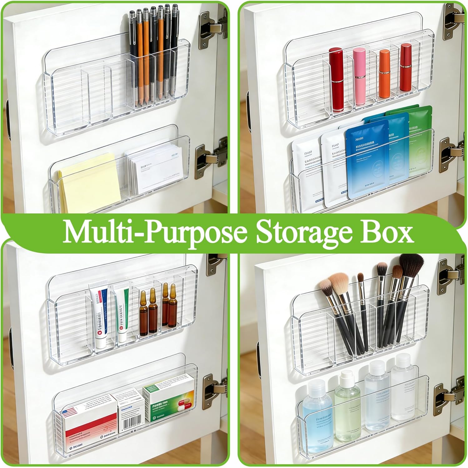 Medicine Holder for Cabinet Door, 2-Pack Reusable Medicine Organizer for Inside Cabinet Storage, Ultra-Sticky Adhesive Mount (Clear) - Image 7