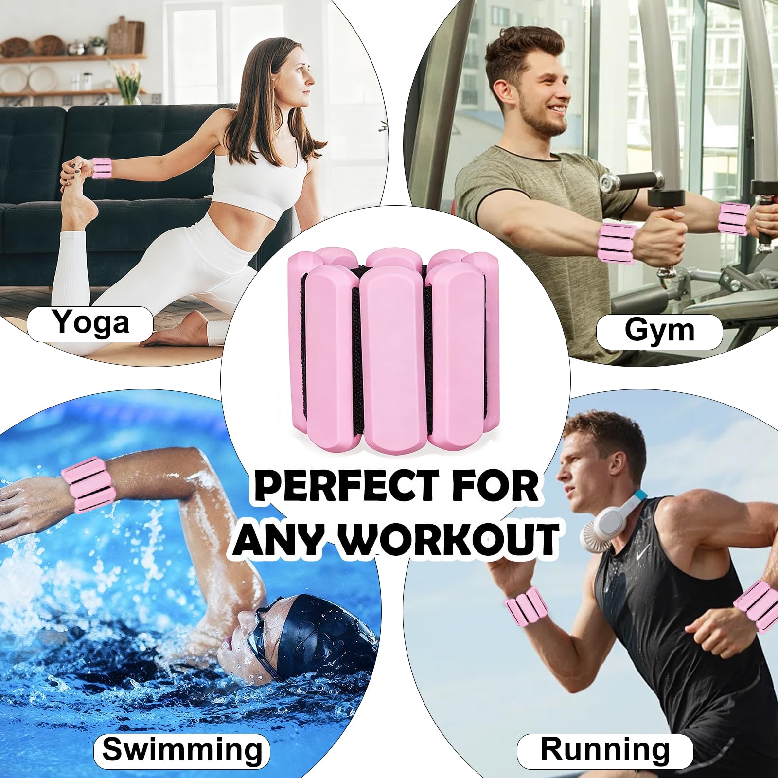 Zorplex 2 Pezzi Pesi da Polso, Pesi da Caviglia Regolabili (0,45 kg ciascuno), Bracciali Fitness Portatili per Camminata, Jogging, Yoga, Pilates, Aerobica ed Esercizi in Palestra