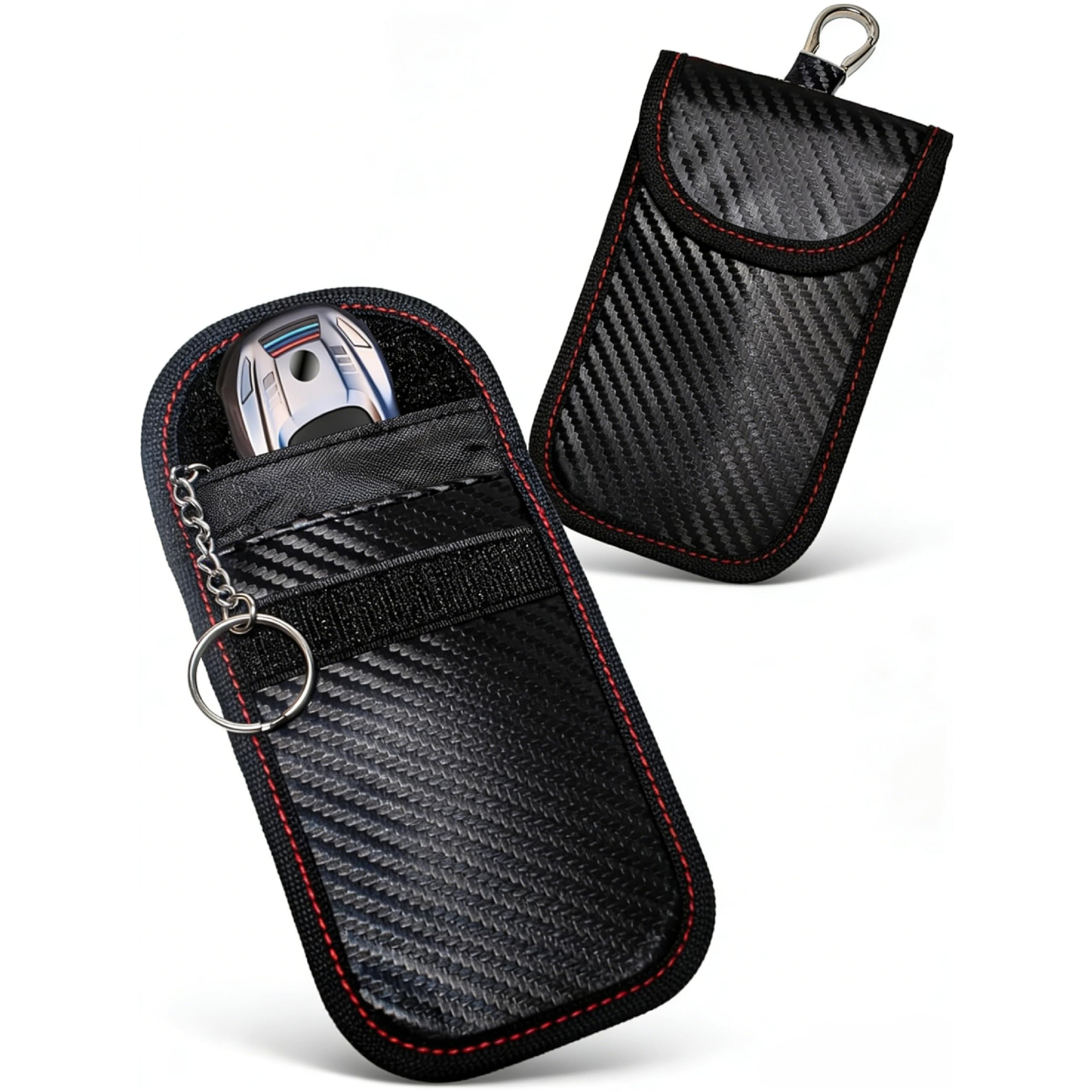 BFXM 2 Pcs Faraday Bag for Car Keys, RFID Signal Blocking Pouch, Anti-Theft Key Fob Protector, Cell Phone Signal Blocker Case, Car Key Fob Cage (Small)