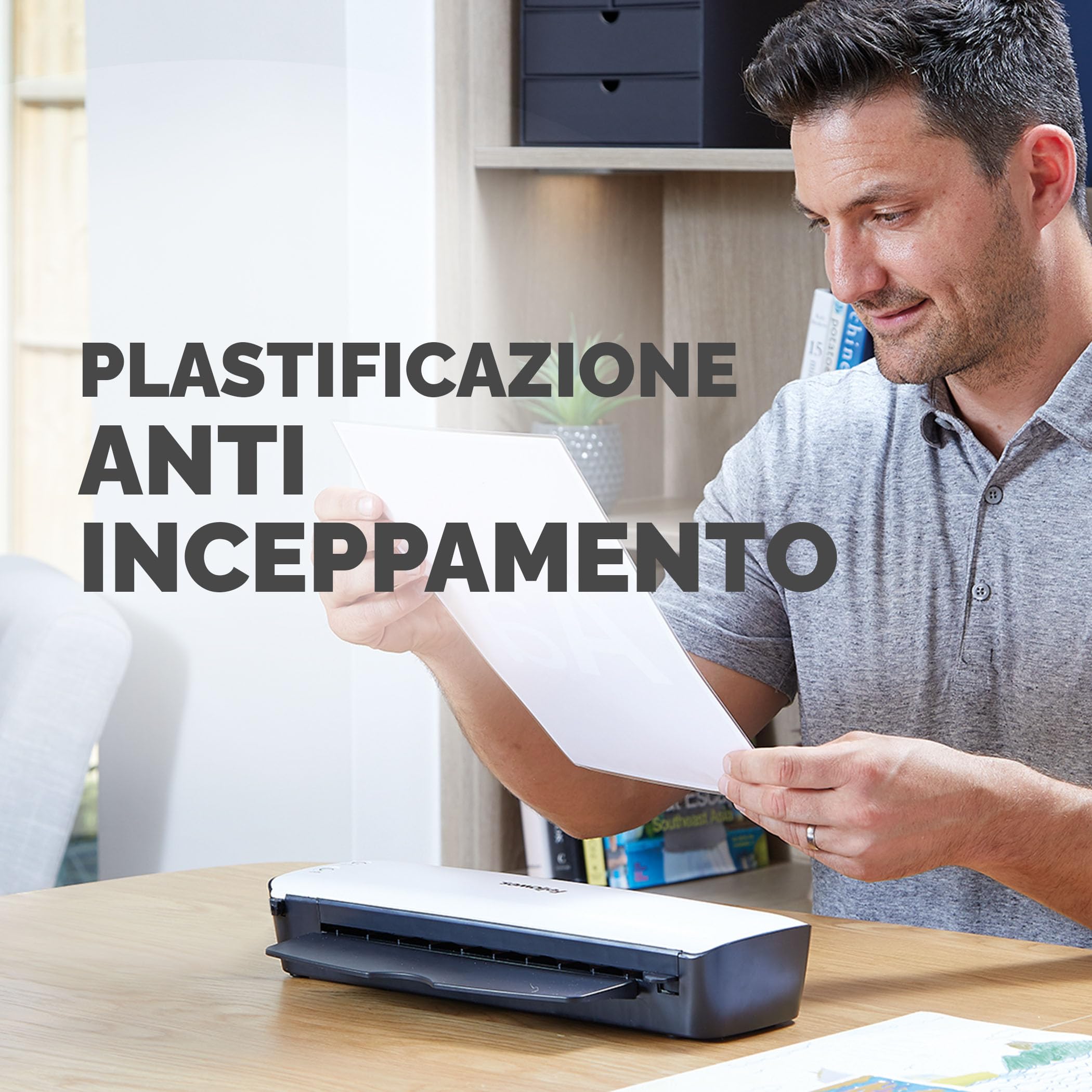 Fellowes Plastificatrice Sola A3, Formato A3, Fino a 125 Micron, Uso Domestico, con Leva di Sblocco e Modalità Riposo [ESCLUSIVA AMAZON] + Pouches A4 per plastificazione, Finitura lucida, 120 fogli