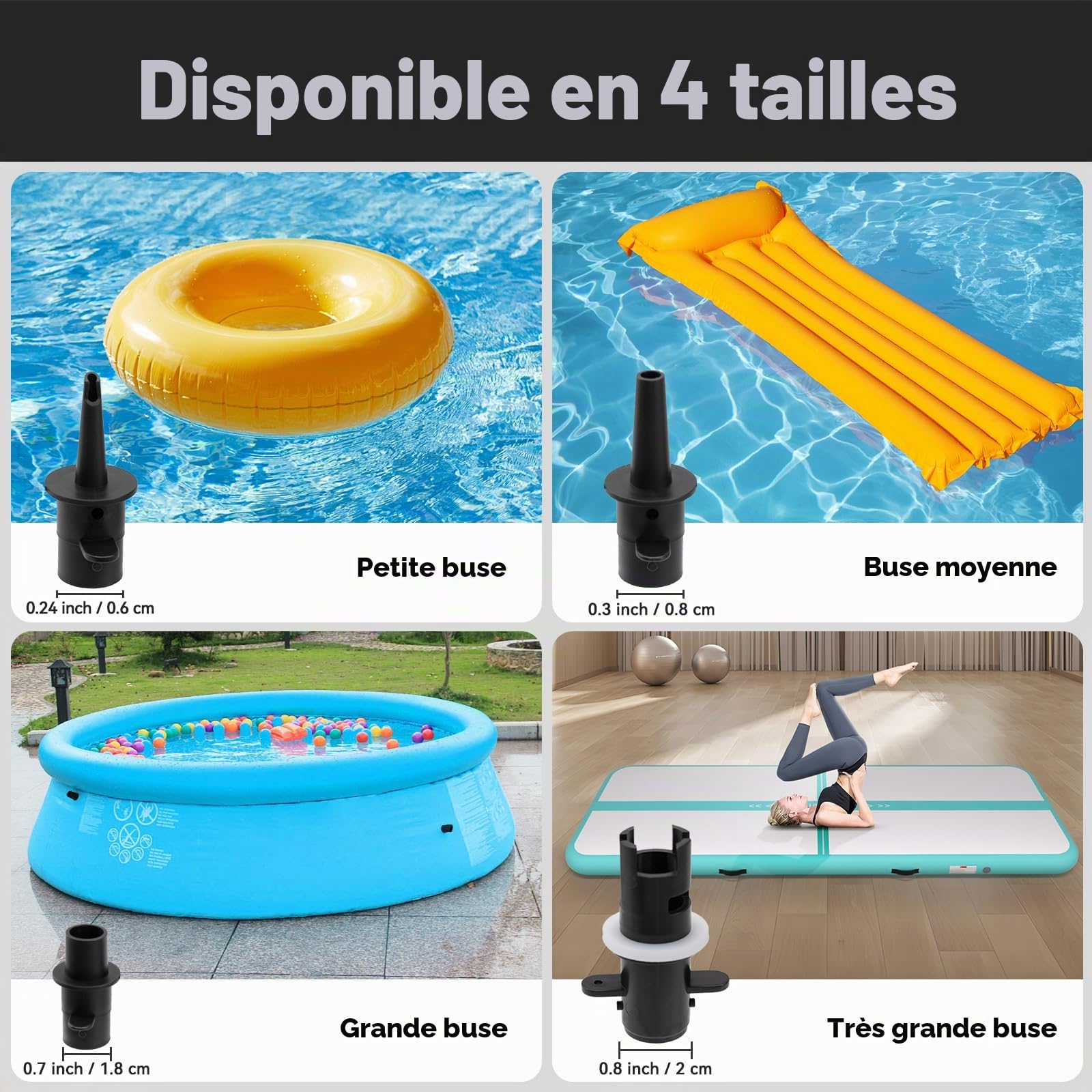 Pompe à Air Portative 4 Buses 400W-600W | Gonflage Ultrapide pour Matelas, Piscines & Flotteurs (AC220-240V)