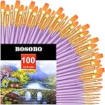BOSOBO Paint Brushes Set, 2 Pack 20 Pcs Round Pointed Tip Nylon Hair Artist Acrylic Paint Brushes for Acrylic Oil Watercolor, Face Nail Art, Miniature Detailing & Rock Painting, Pink